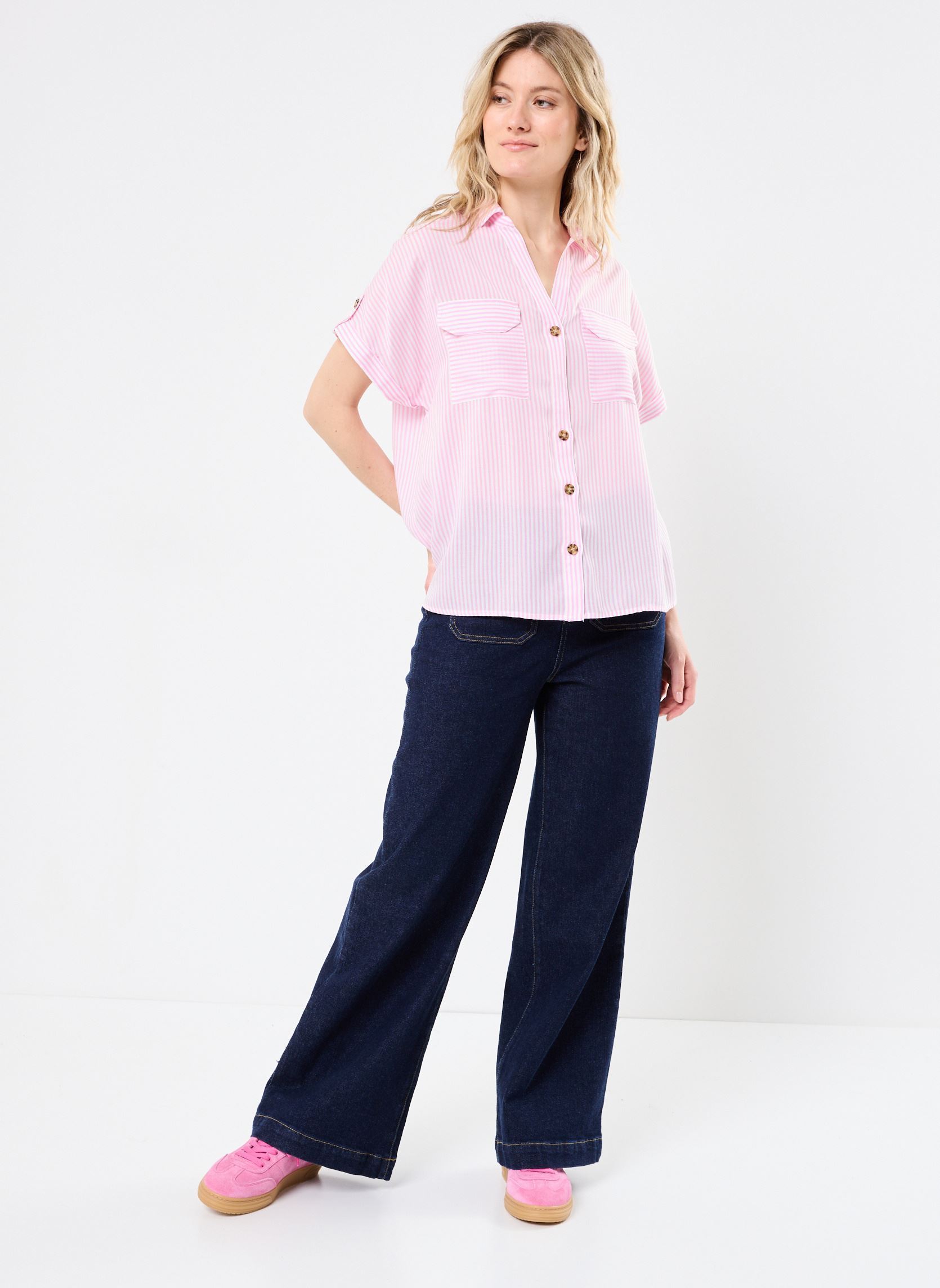 Kurzarm-Hemden VMBUMPY SS SHIRT WVN GA NOOS damen rosa Vero Moda Kurzarm-Hemden VMBUMPY SS SHIRT WVN GA NOOS damen rosa Bonbon