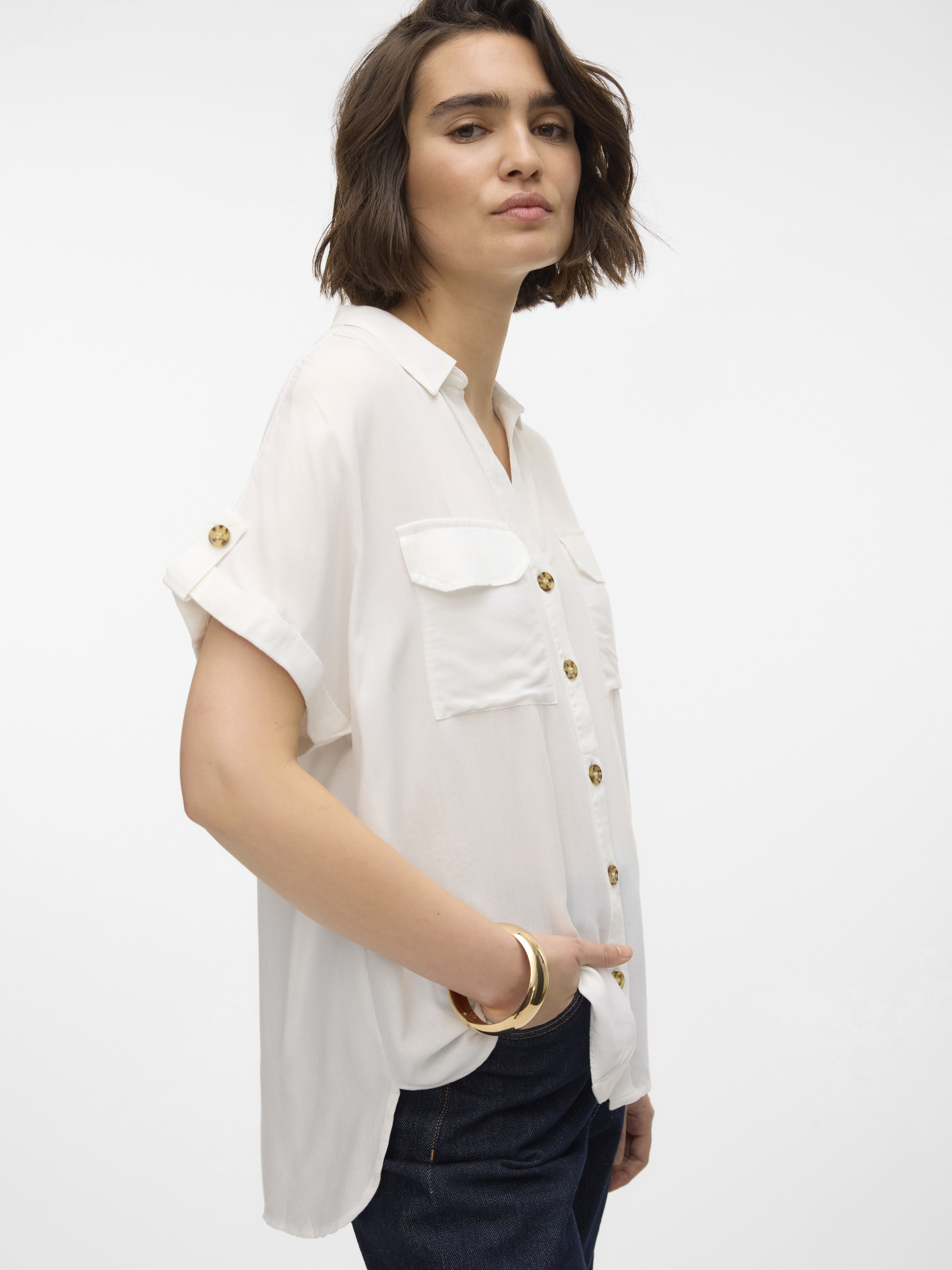 Chemises manches courtes VMBUMPY SS SHIRT WVN GA NOOS femme blanc Vero Moda Chemises manches courtes VMBUMPY SS SHIRT WVN GA NOOS femme blanc Snow white