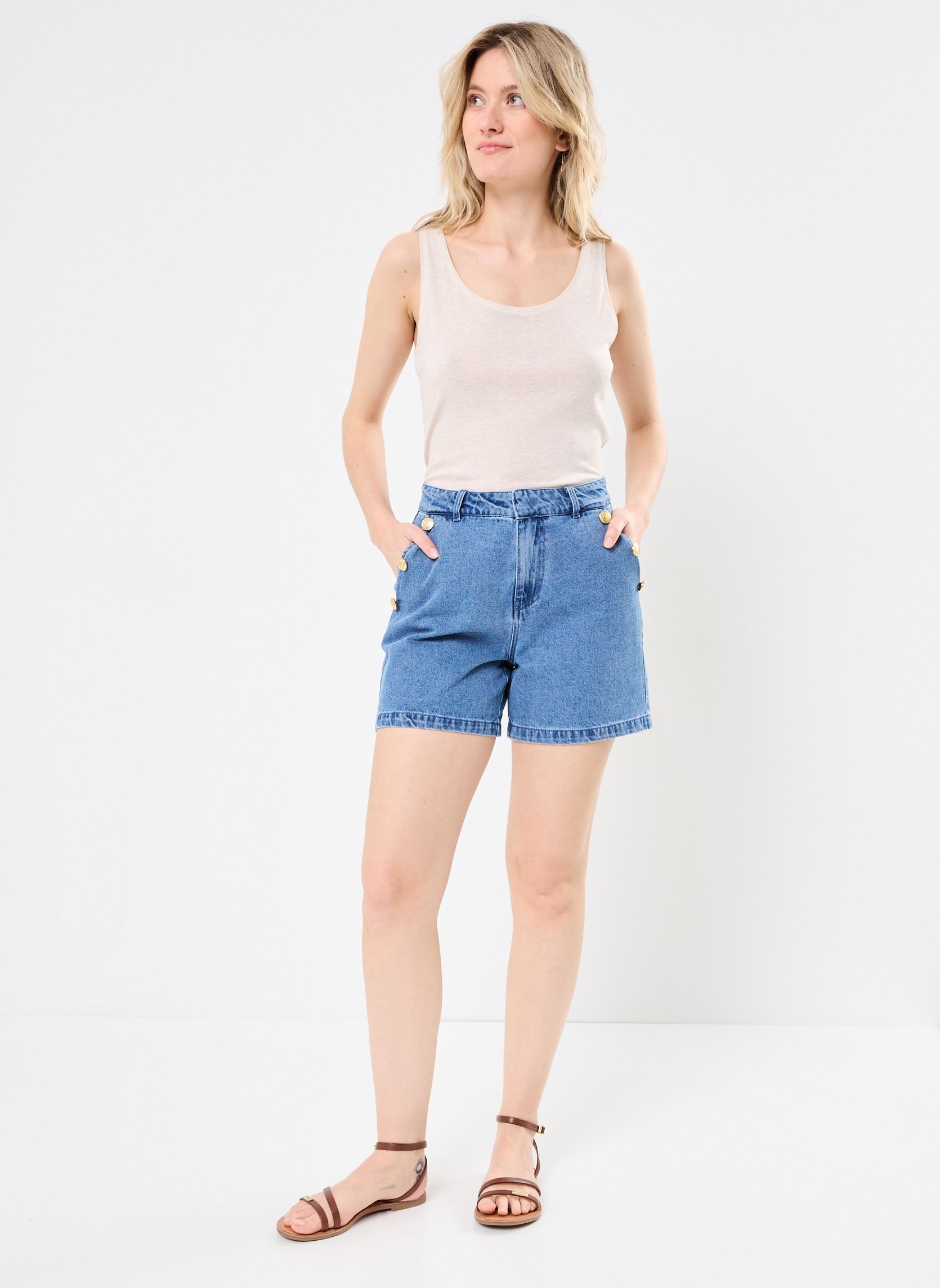 Shorts VMMARGOT HR BUTTONS DENIM SHORTS LCS mujer azul Vero Moda Shorts VMMARGOT HR BUTTONS DENIM SHORTS LCS mujer azul Medium Blue Denim