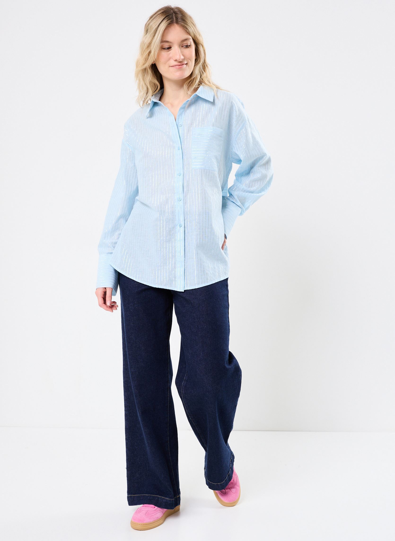 Lange mouw overhemden VMPAULINE LS SHIRT WVN GA dames blauw Vero Moda Lange mouw overhemden VMPAULINE LS SHIRT WVN GA dames blauw Airy Blue