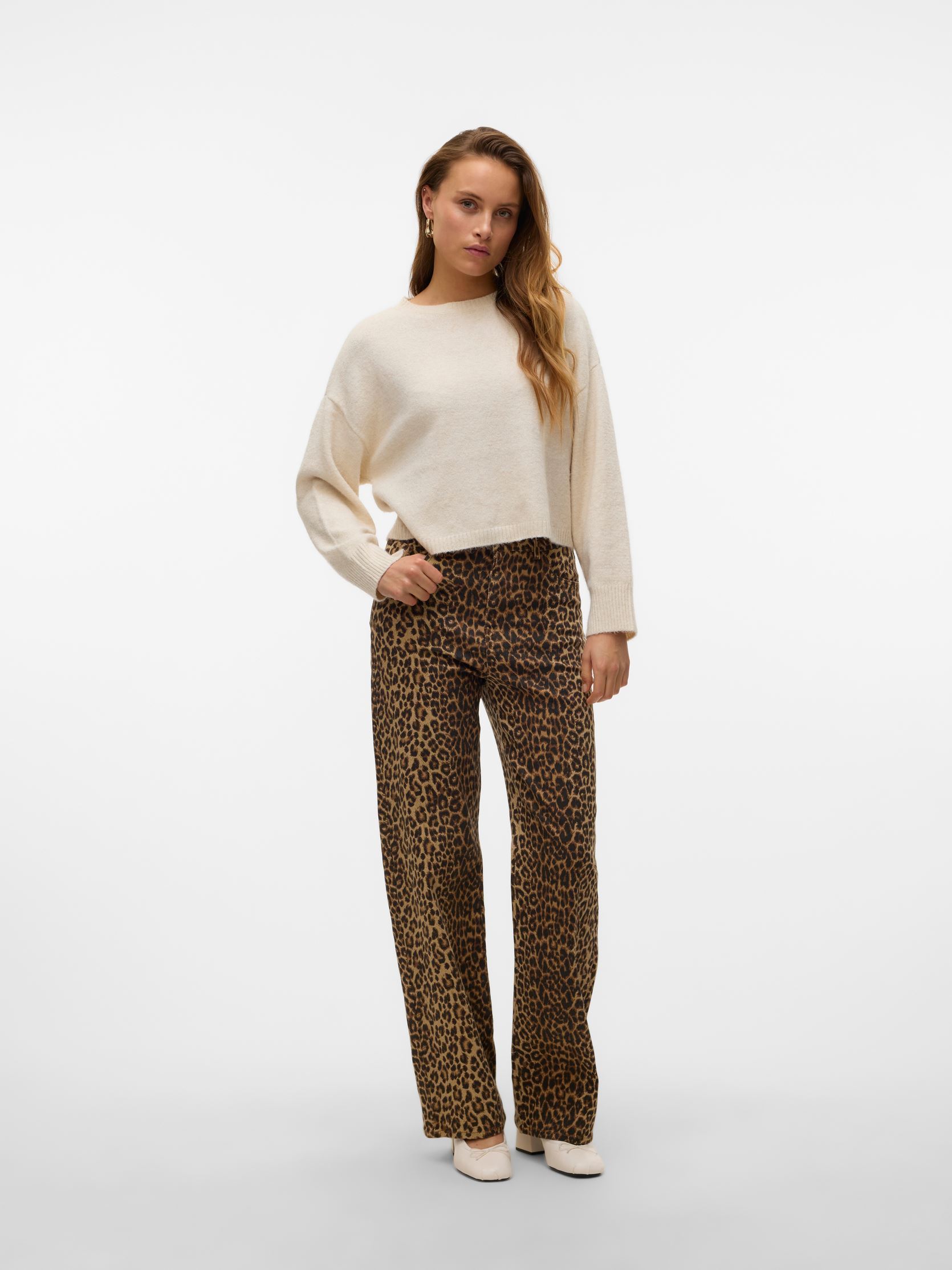 Wijde jeans / Flared Jeans VMTESSA HR WIDE STRETCH AOP JEANS NOOS dames bruin Vero Moda Wijde jeans / Flared Jeans VMTESSA HR WIDE STRETCH AOP JEANS NOOS dames bruin Silver Mink
