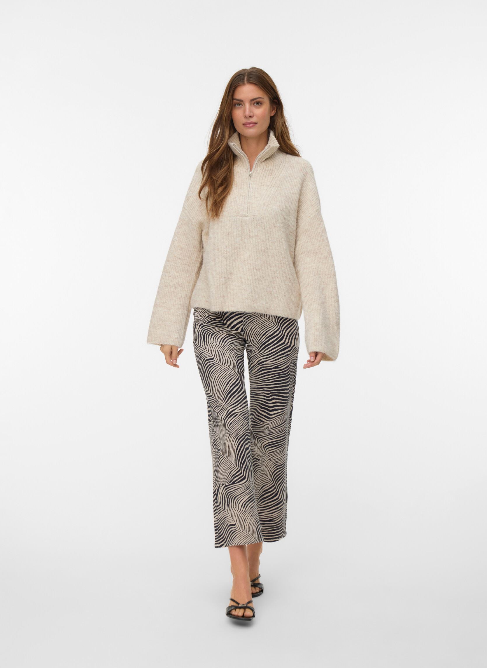 Wijde jeans / Flared Jeans VMTESSA HR WIDE STRETCH AOP JEANS NOOS dames beige Vero Moda Wijde jeans / Flared Jeans VMTESSA HR WIDE STRETCH AOP JEANS NOOS dames beige Oatmeal