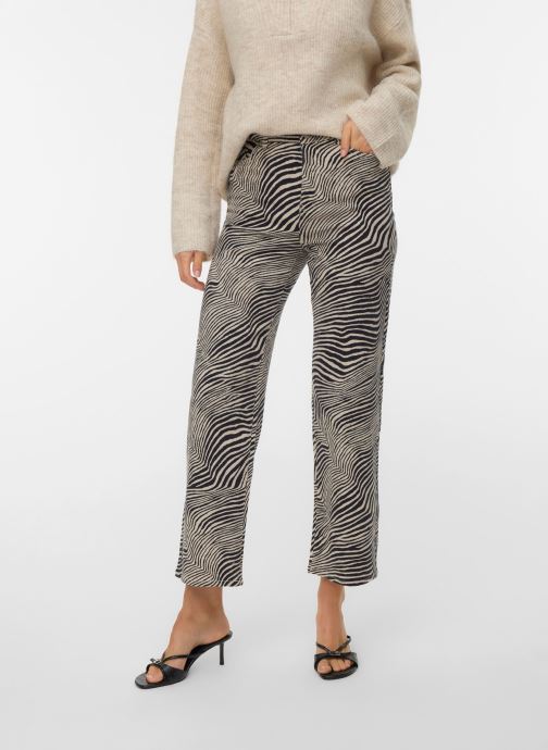 Vero Moda Wijde jeans / Flared Jeans VMTESSA HR WIDE STRETCH AOP JEANS NOOS dames beige