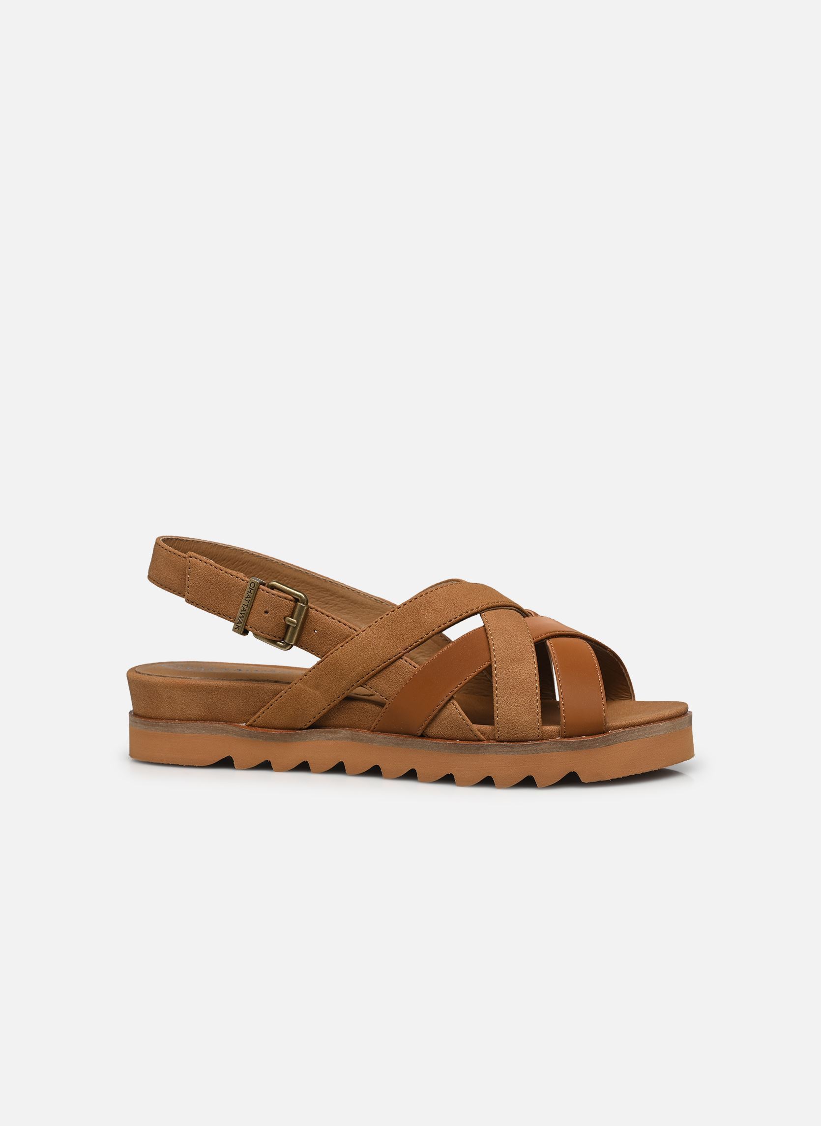 Sandalen met sleehak en plateau Abril dames bruin Chattawak Sandalen met sleehak en plateau Abril dames bruin Camel