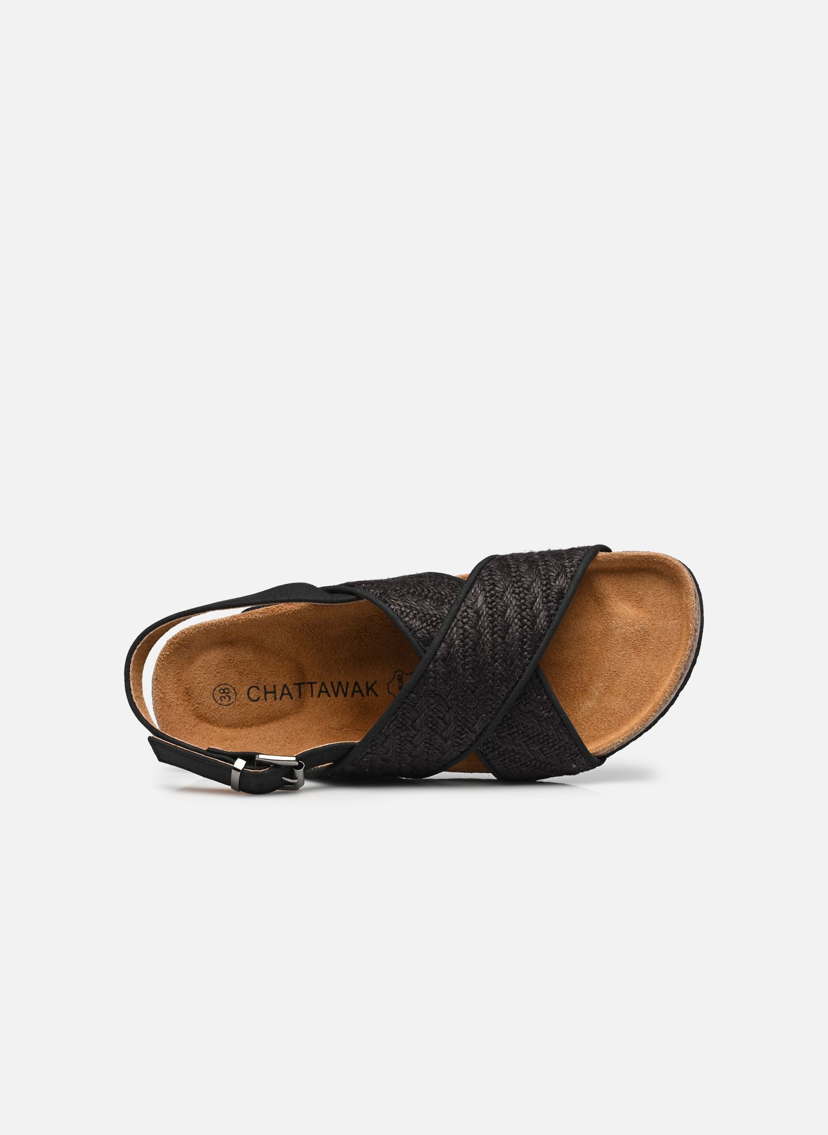 Sandalen met sleehak en plateau Natalia dames zwart Chattawak Sandalen met sleehak en plateau Natalia dames zwart Noir