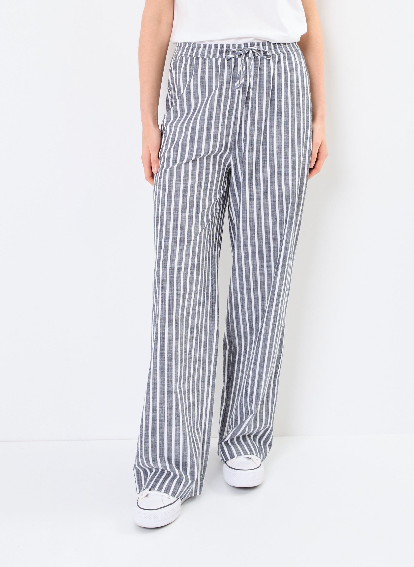 Pantaloni larghi PORTOFINO rayures donna blu MADE BY Pantaloni larghi PORTOFINO rayures donna blu IMP_RAYURE TRANSATBLANC_MARINE