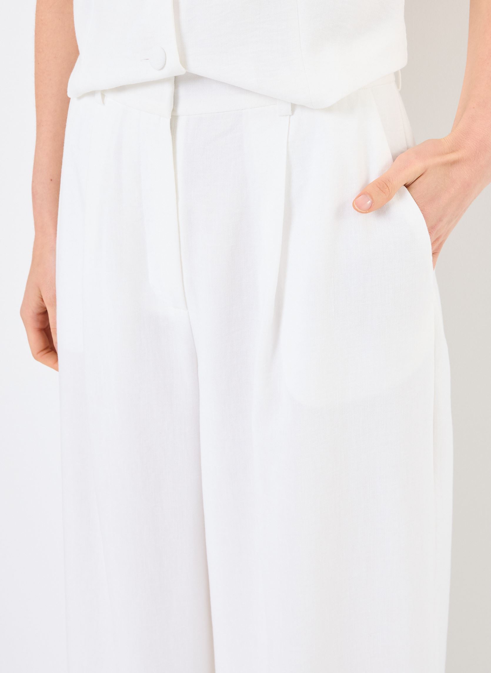 Pantalones anchos PSEVILLE mujer blanco MADE BY Pantalones anchos PSEVILLE mujer blanco SNOW WHITE