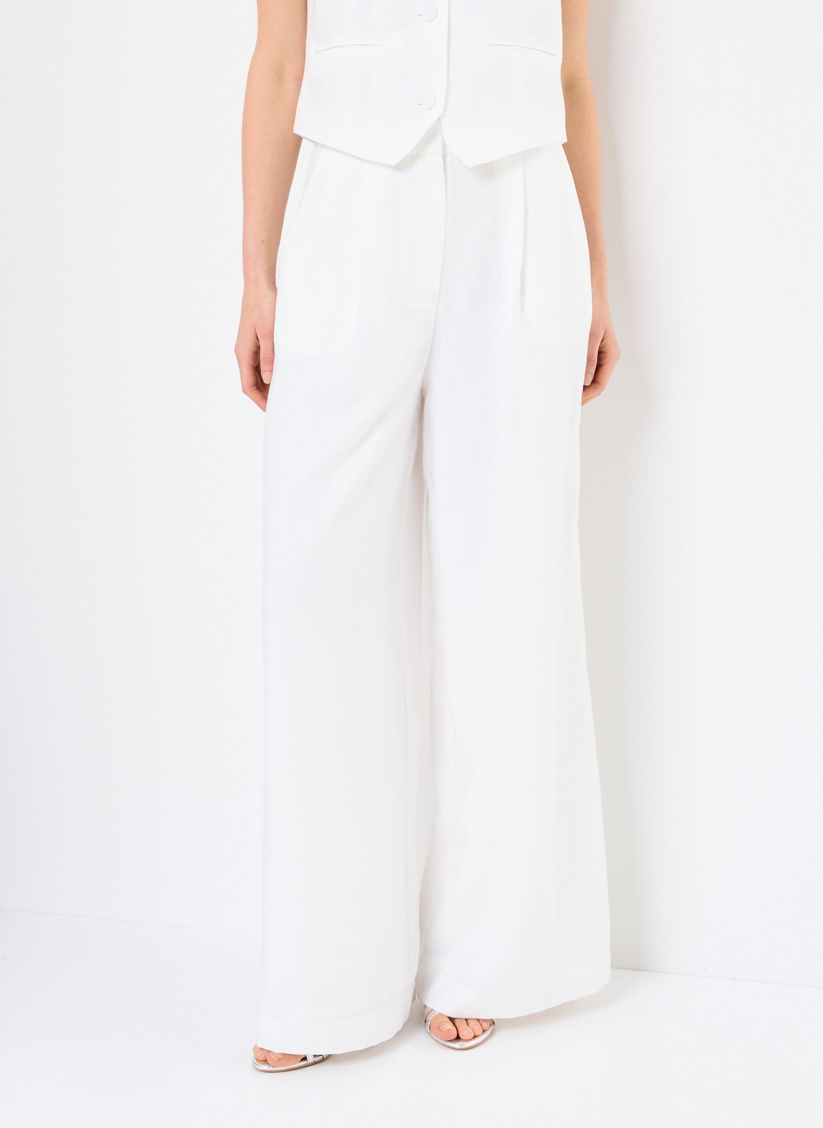 Pantalones anchos PSEVILLE mujer blanco MADE BY Pantalones anchos PSEVILLE mujer blanco SNOW WHITE
