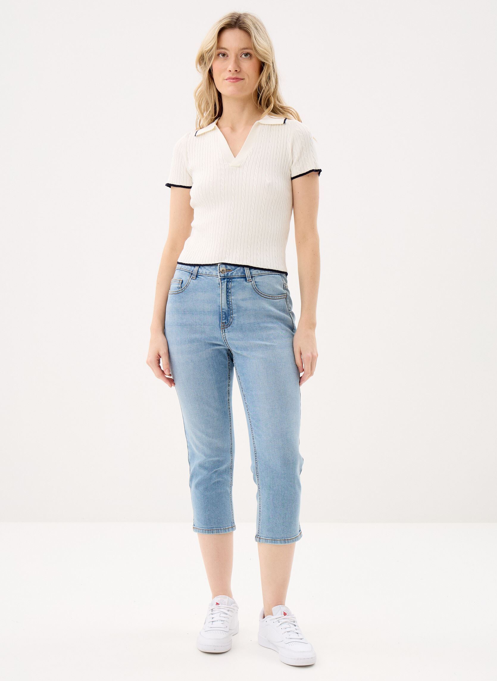 Polos de manga corta T-POLO cropped mujer blanco MADE BY Polos de manga corta T-POLO cropped mujer blanco Bright white