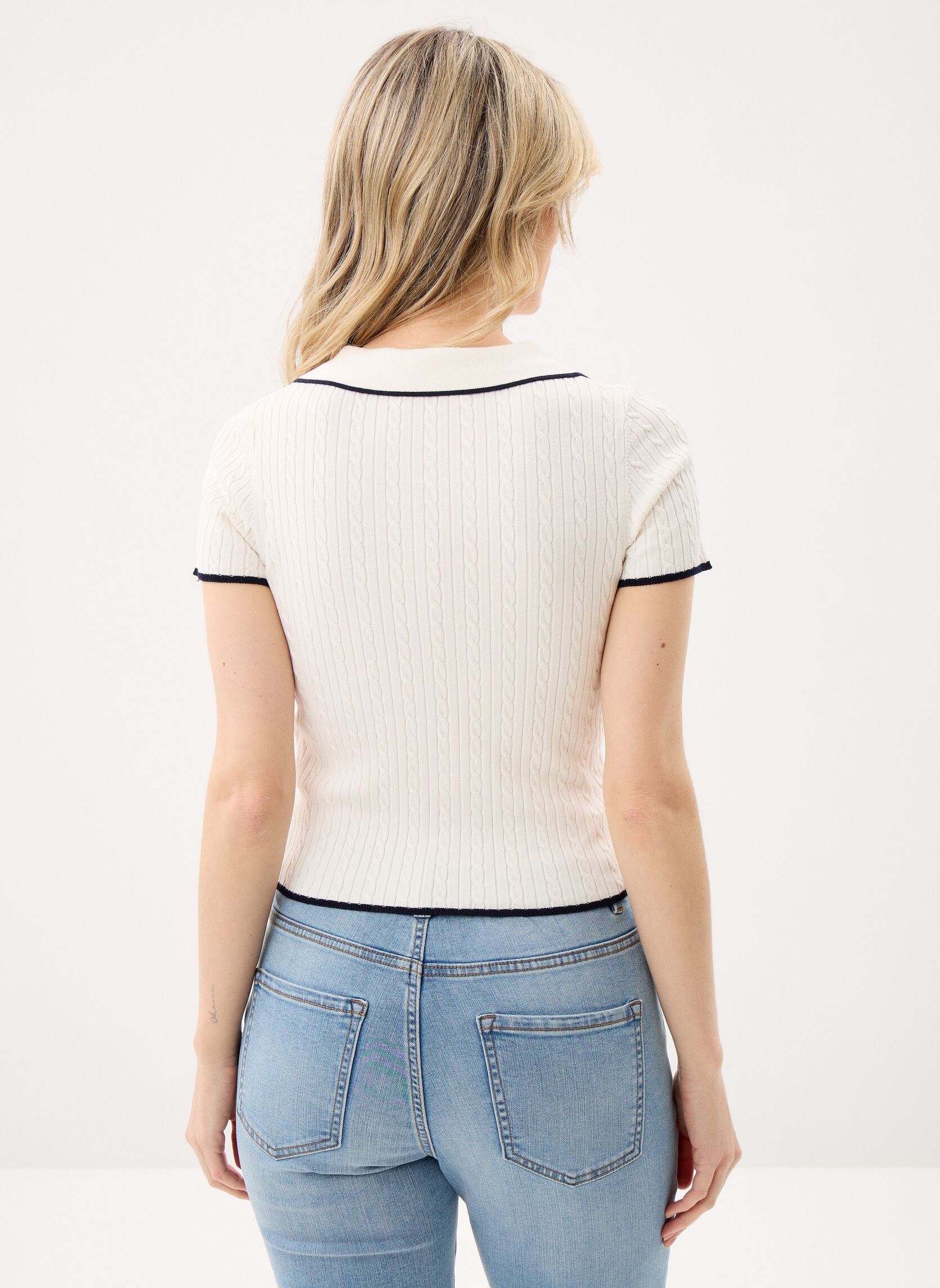 Polos de manga corta T-POLO cropped mujer blanco MADE BY Polos de manga corta T-POLO cropped mujer blanco Bright white