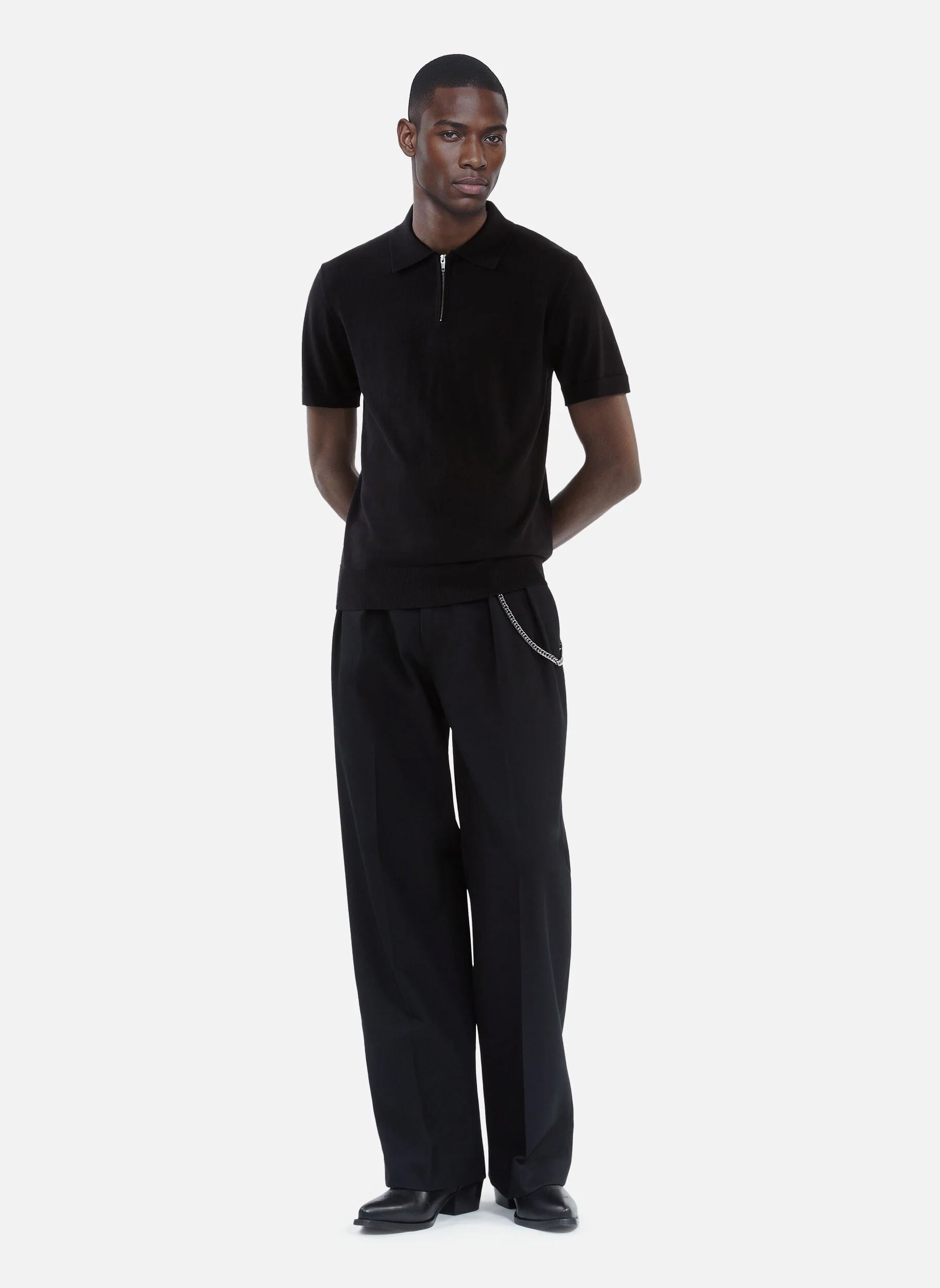 Pulls HPUL30016K homme noir The Kooples Pulls HPUL30016K homme noir BLA01