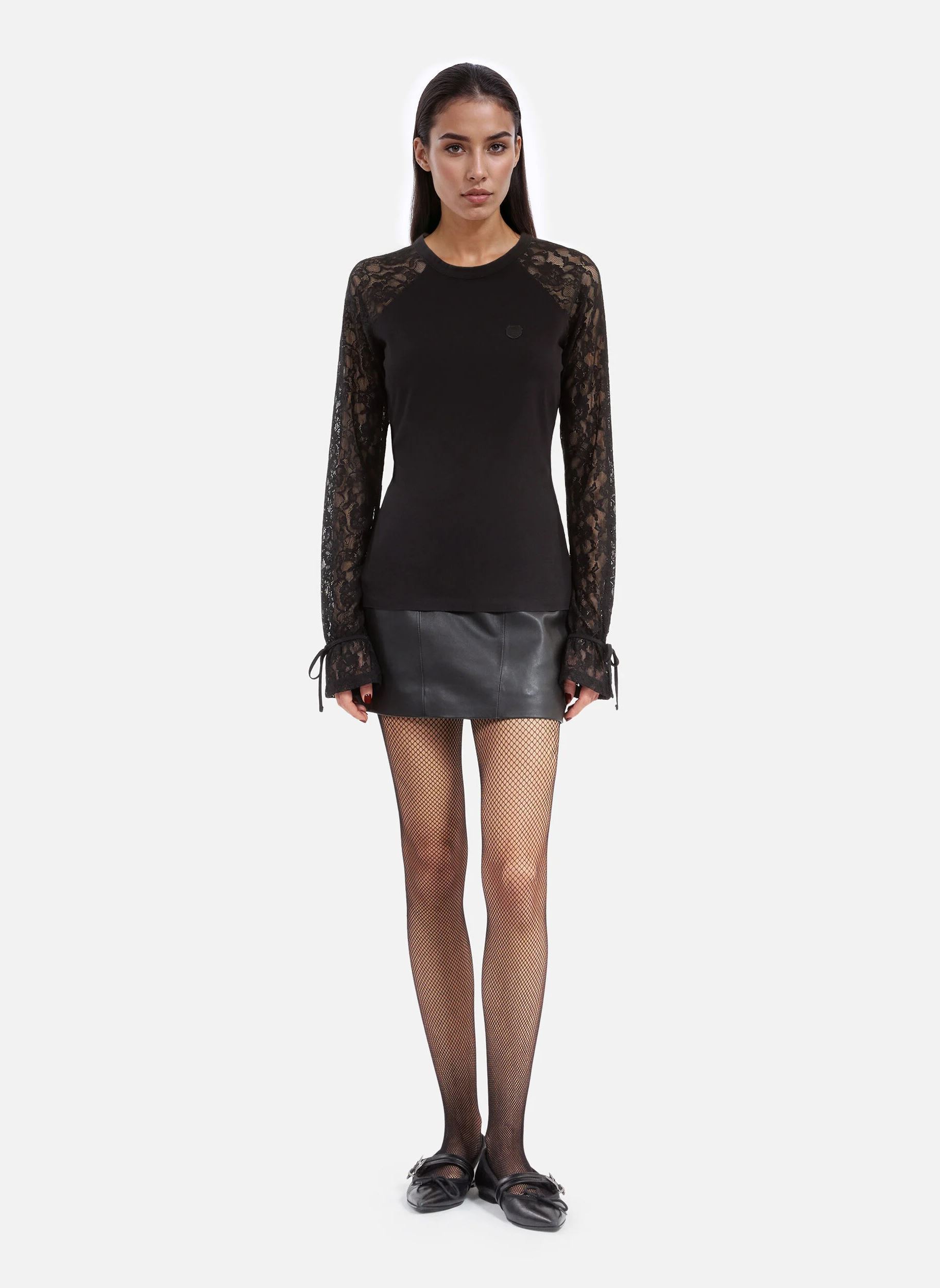 Langarm-T-Shirts FTSL30003K damen schwarz The Kooples Langarm-T-Shirts FTSL30003K damen schwarz BLA55