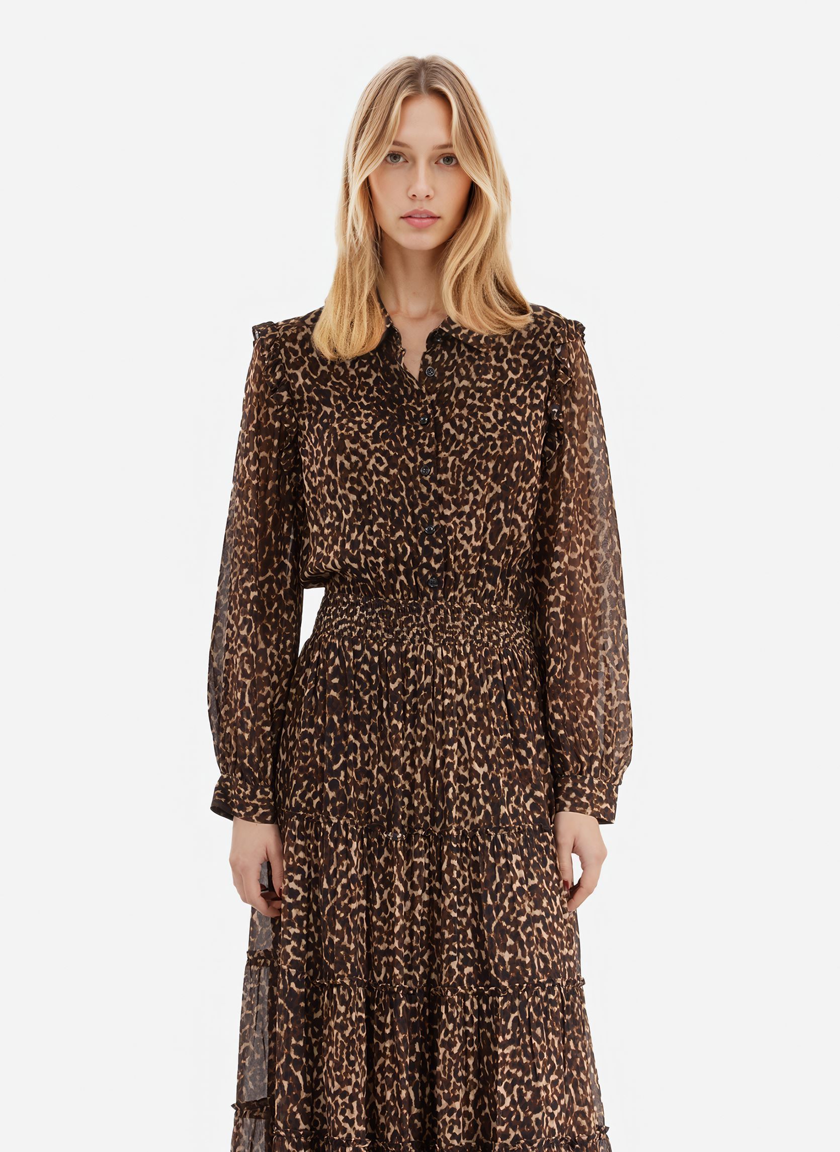 Lange Kleider FROB30089K damen braun The Kooples Lange Kleider FROB30089K damen braun LEO01