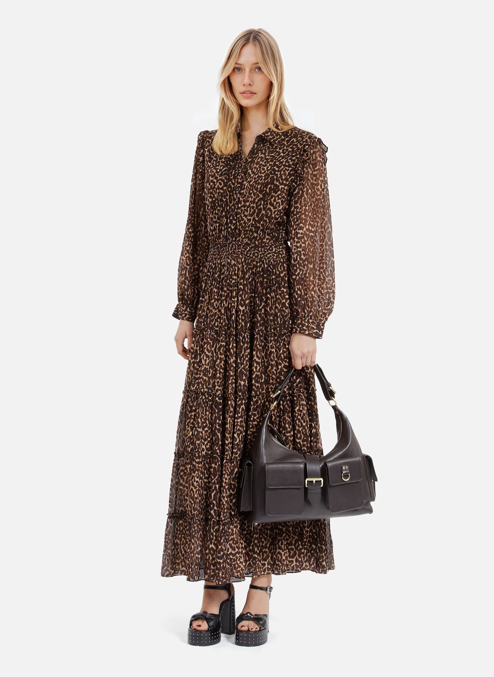 Lange Kleider FROB30089K damen braun The Kooples Lange Kleider FROB30089K damen braun LEO01