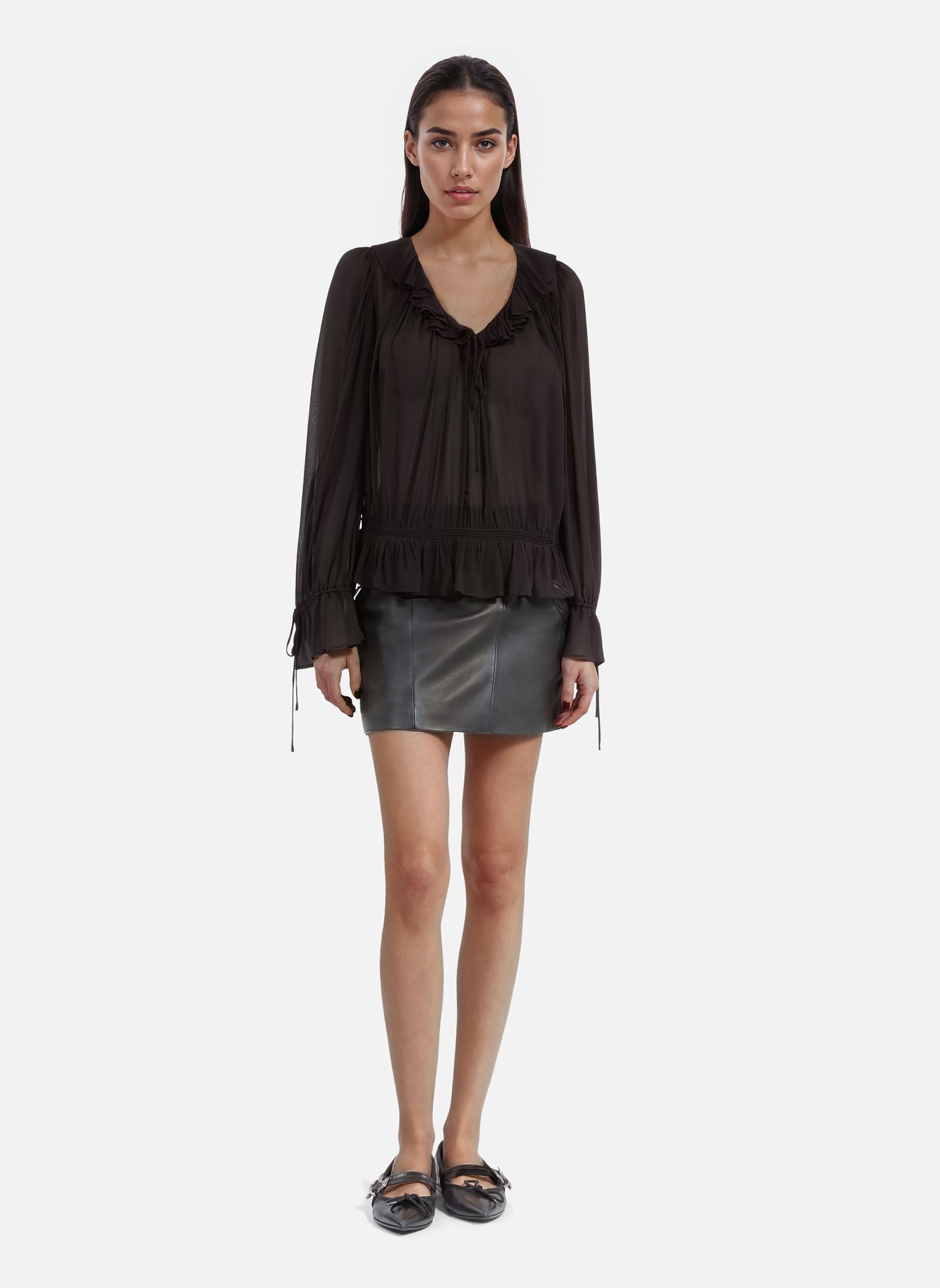 Blouses manches longues FTOP30017K femme noir The Kooples Blouses manches longues FTOP30017K femme noir BLA03