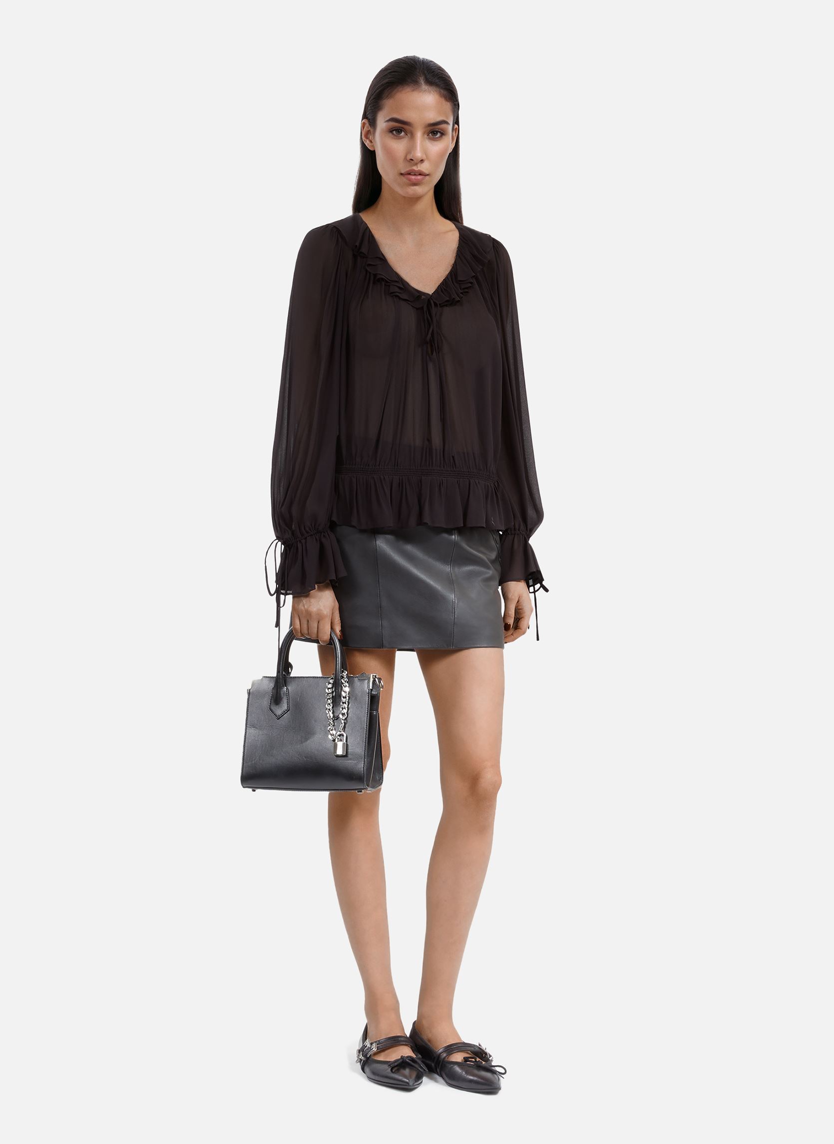 Blouses manches longues FTOP30017K femme noir The Kooples Blouses manches longues FTOP30017K femme noir BLA03