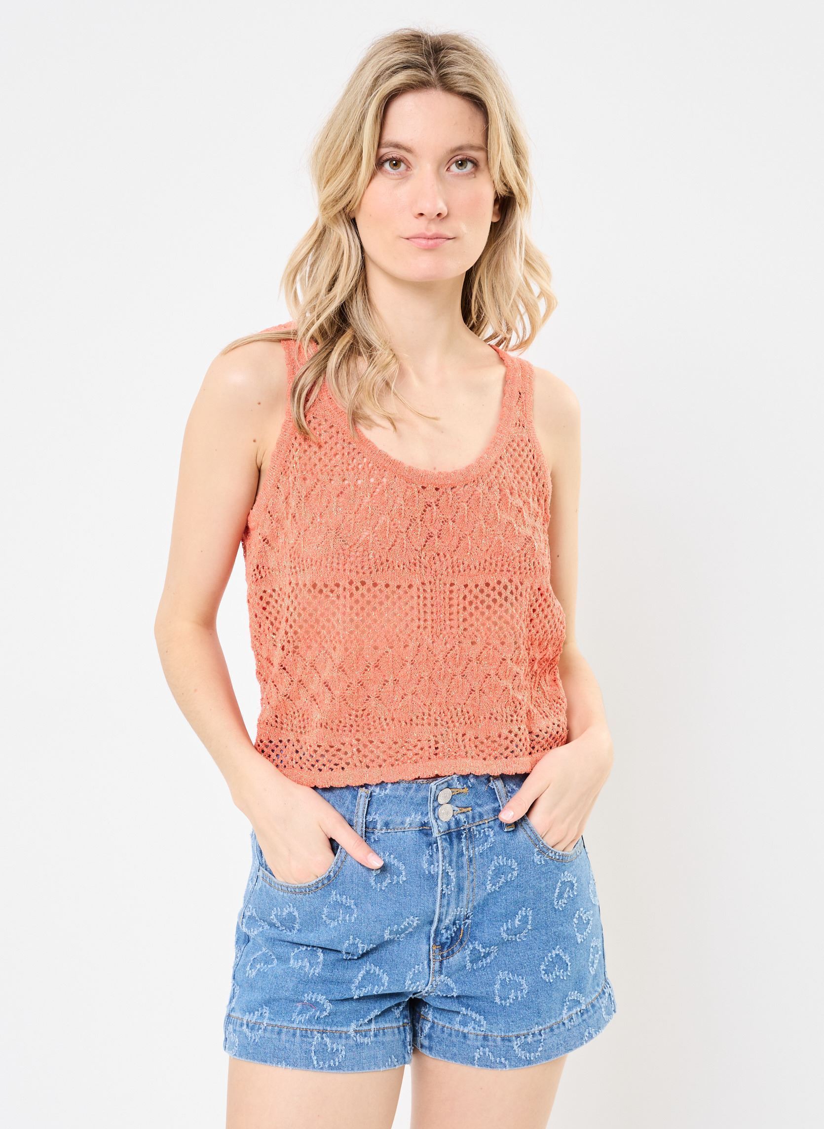 Vêtements Vero Moda VMAMALFI SHINE SL U NECK SHORT PULL. FR pour Accessoires