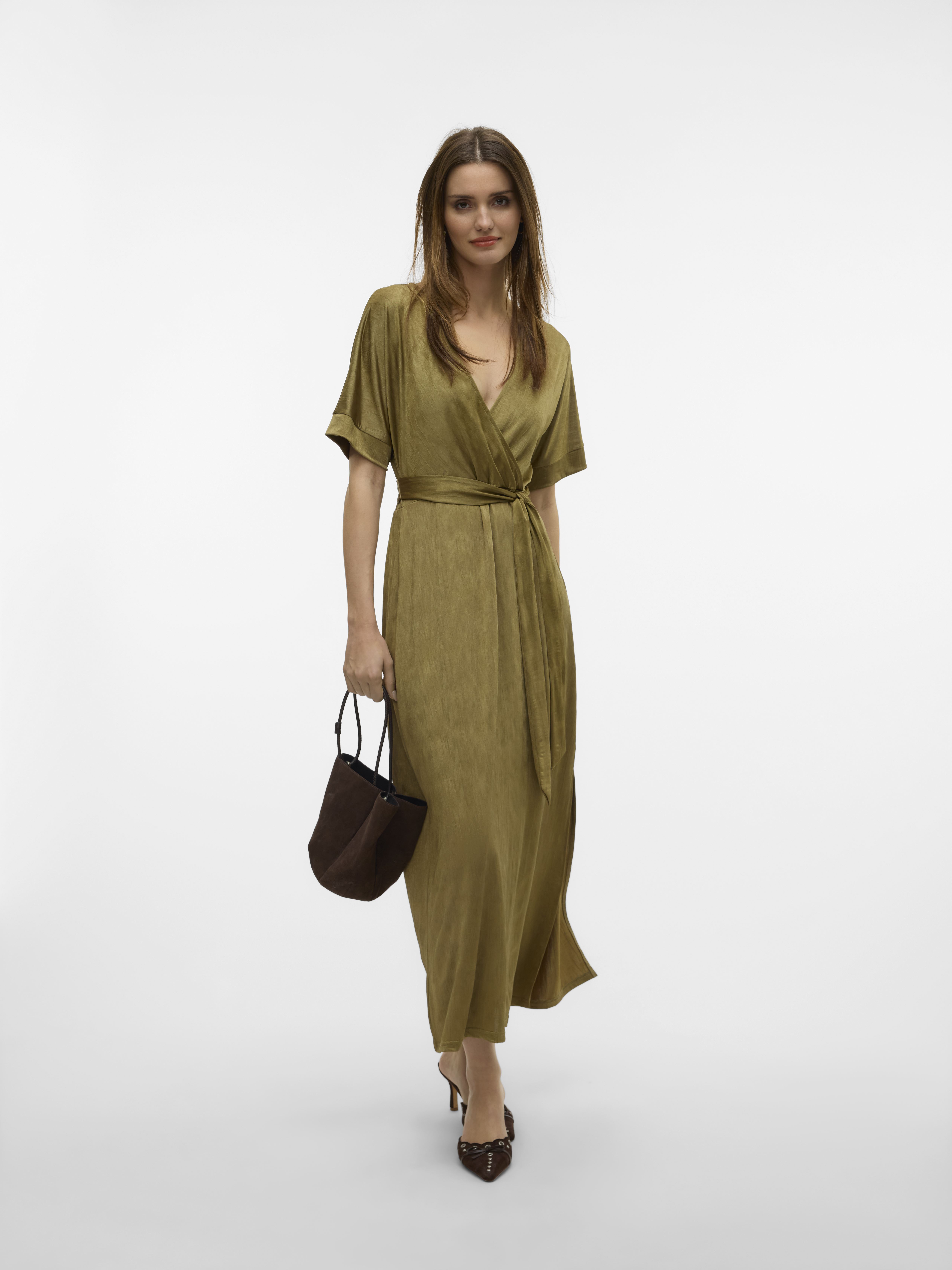 Vestiti lunghi VMCABINA C/S V-NECK 7/8 DRESS JRS LCS donna verde Vero Moda Vestiti lunghi VMCABINA C/S V-NECK 7/8 DRESS JRS LCS donna verde GOTHIC OLIVE