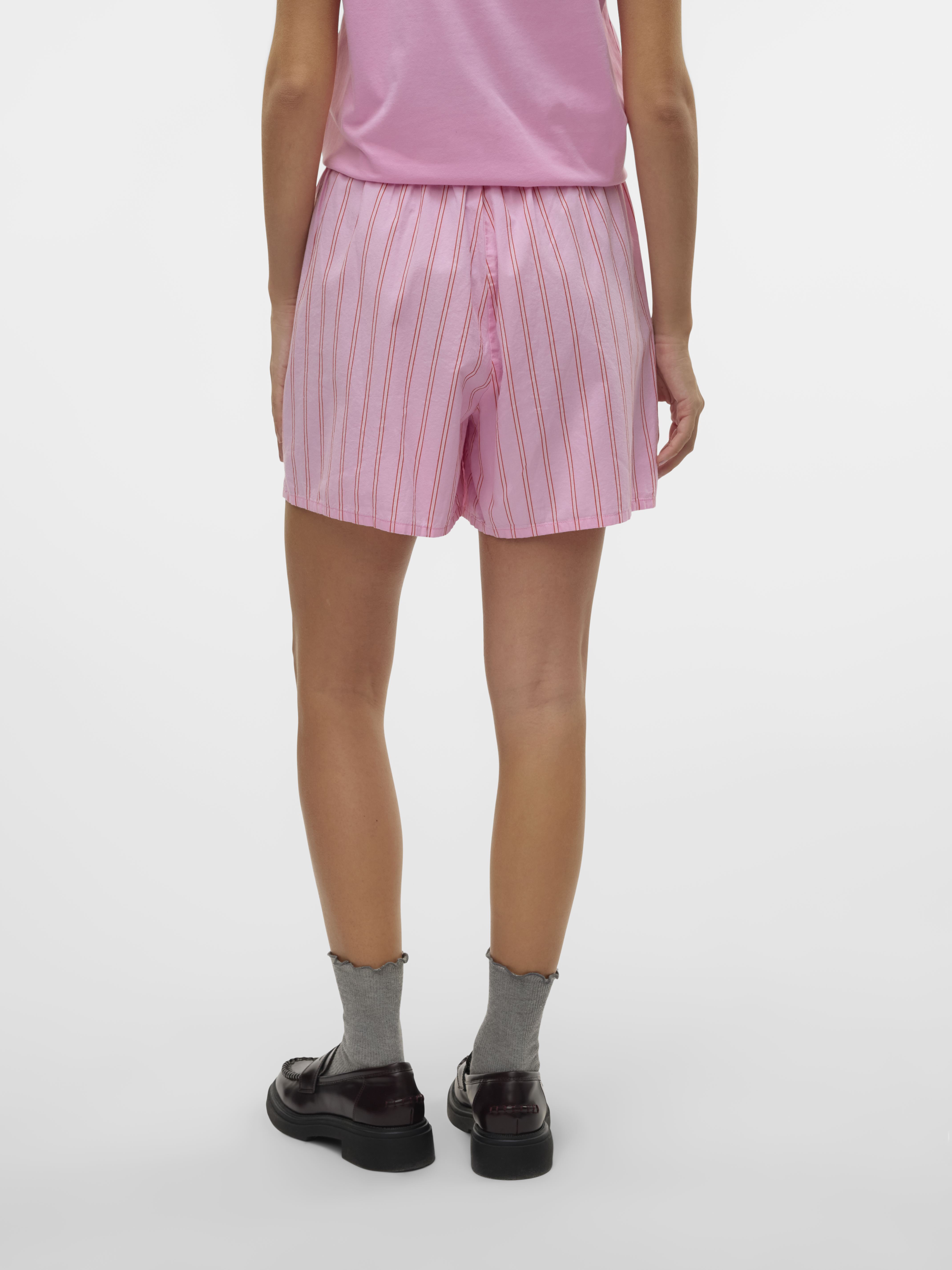 Shorts VMCHARLOTTE MW STRIPE SHORTS WVN GA femme rose Vero Moda Shorts VMCHARLOTTE MW STRIPE SHORTS WVN GA femme rose BONBON