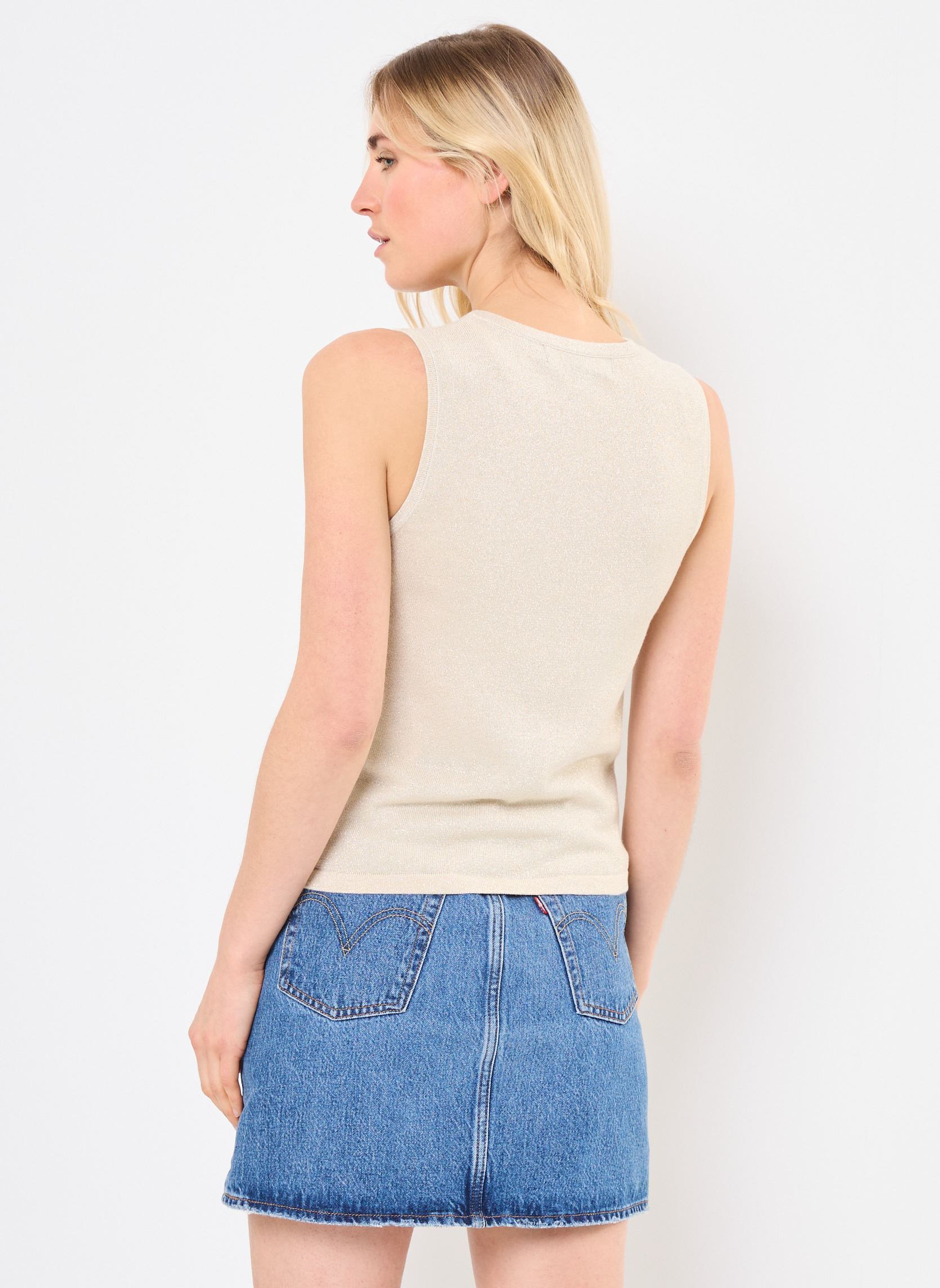 Tanktops VMELSA SHINE SL V-NECK TOP FR damen beige Vero Moda Tanktops VMELSA SHINE SL V-NECK TOP FR damen beige Birch