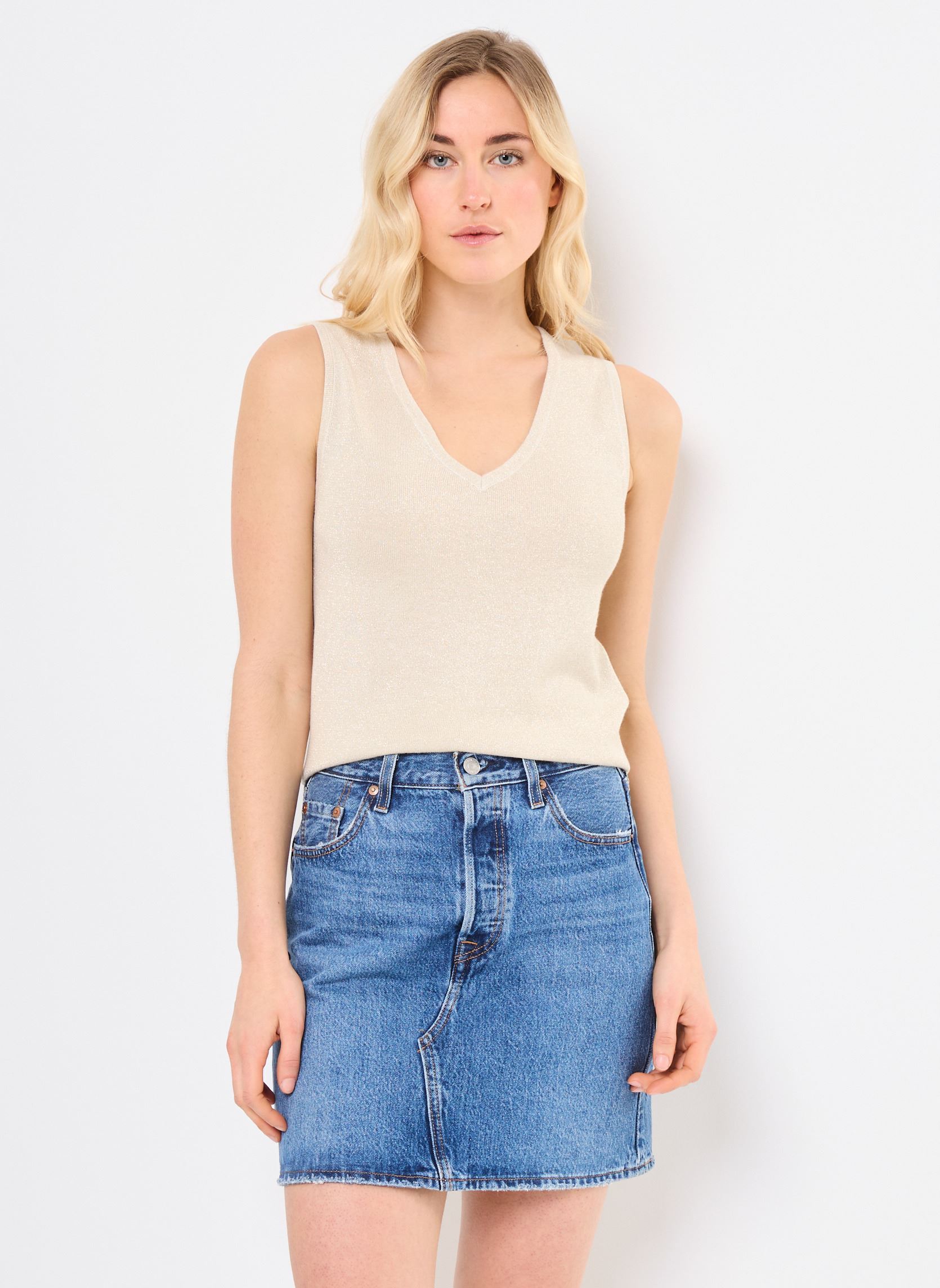 Vêtements Vero Moda VMELSA SHINE SL V NECK TOP FR pour Accessoires - vue 2