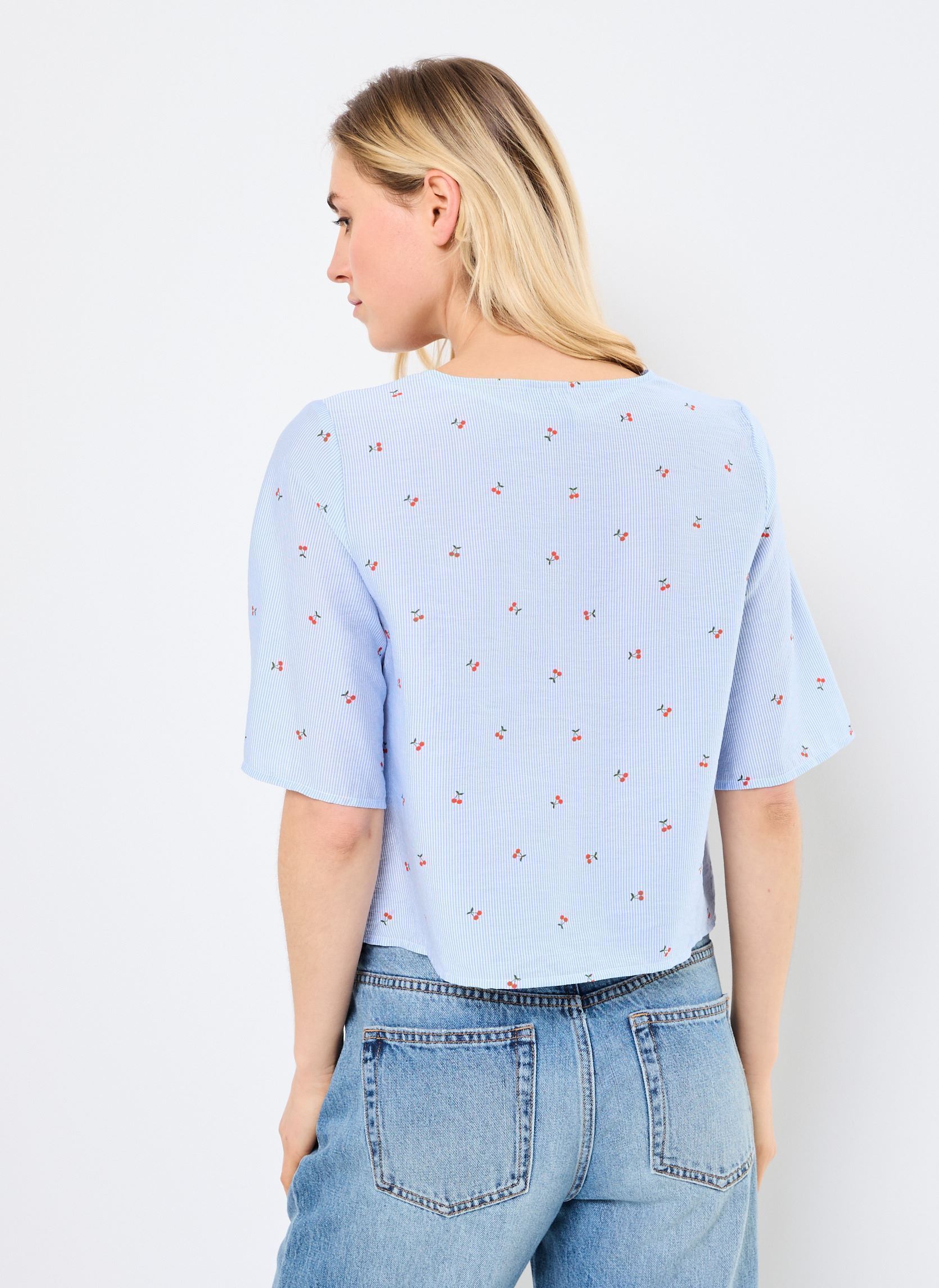 Blouses manches courtes VMODETTE 2/4 TIE TOP WVN GA femme blanc Vero Moda Blouses manches courtes VMODETTE 2/4 TIE TOP WVN GA femme blanc Snow white