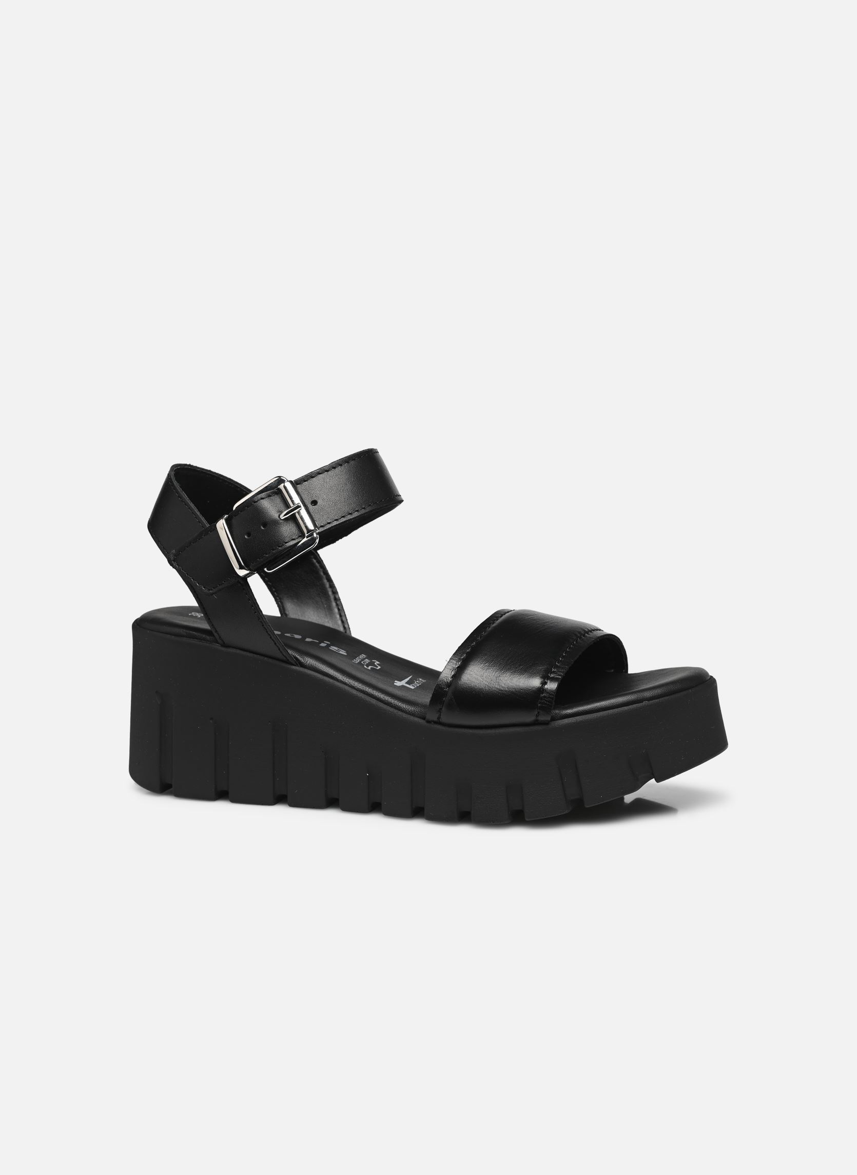Sandalias y plataformas de cuña 28712-42 mujer negro Tamaris Sandalias y plataformas de cuña 28712-42 mujer negro BLACK LEATHER