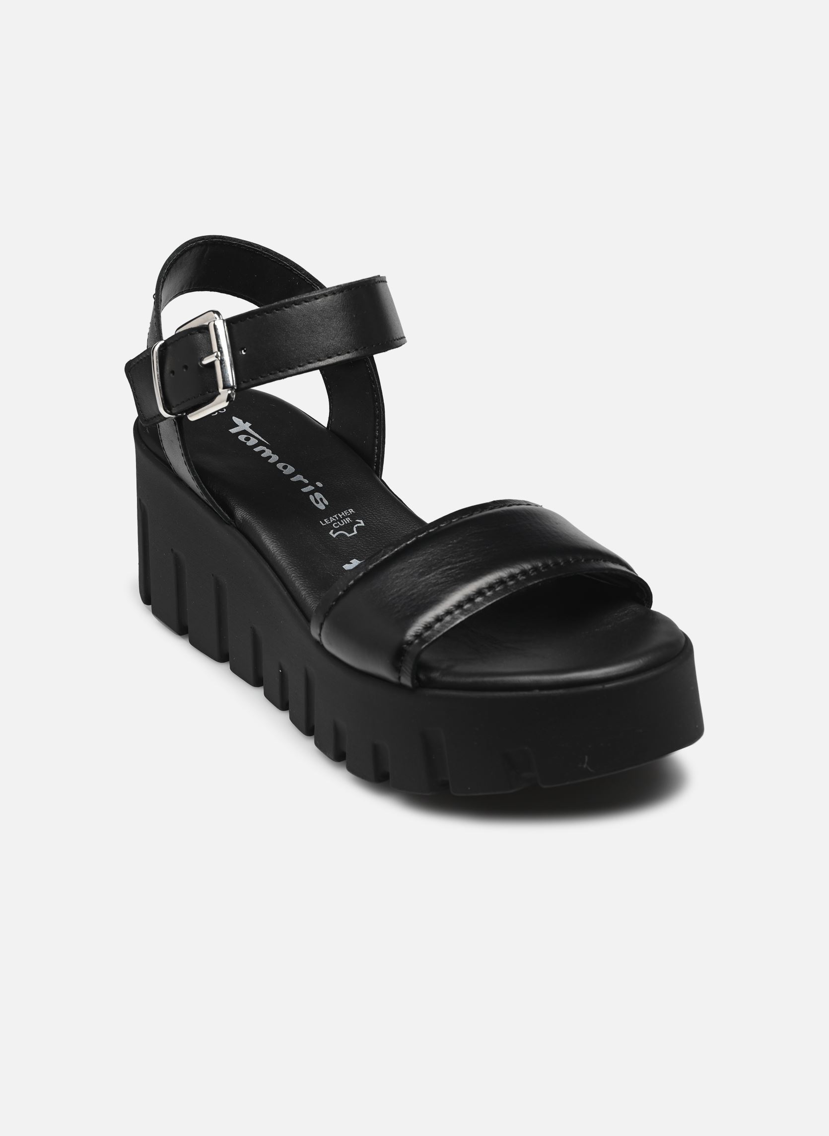 Sandalias y plataformas de cuña 28712-42 mujer negro Tamaris Sandalias y plataformas de cuña 28712-42 mujer negro BLACK LEATHER
