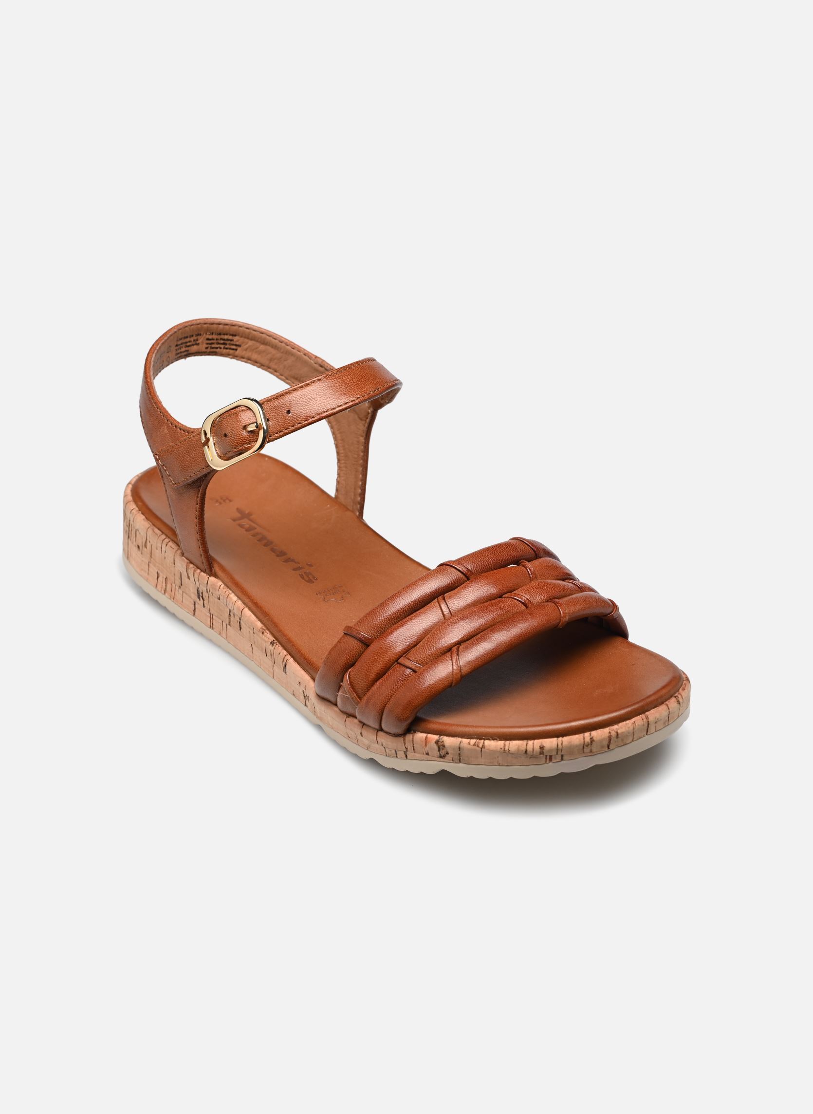 Sandales plates 28156-44 femme marron Tamaris Sandales plates 28156-44 femme marron COGNAC