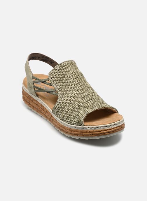 Rieker Sandalen met sleehak en plateau 62741 dames groen