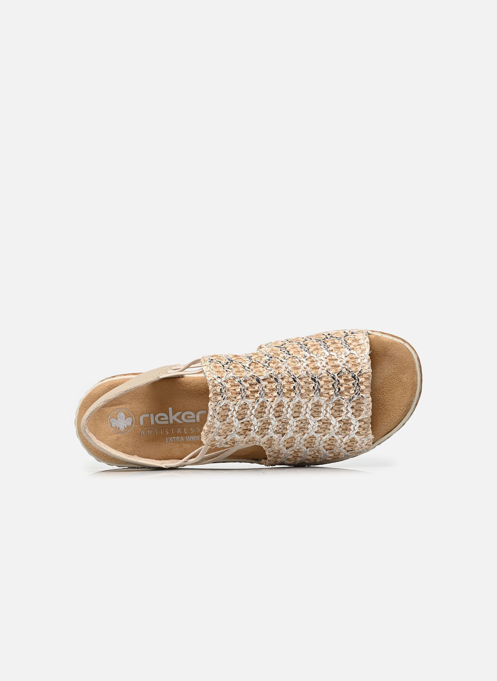 Keil- und Plateausandalen 62741 damen beige Rieker Keil- und Plateausandalen 62741 damen beige BEIGE-SILBER/CLIFF