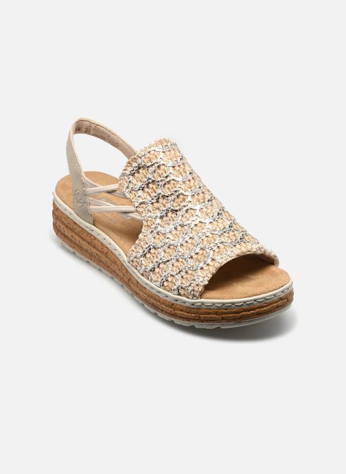 Rieker Sandalen met sleehak en plateau 62741 dames beige