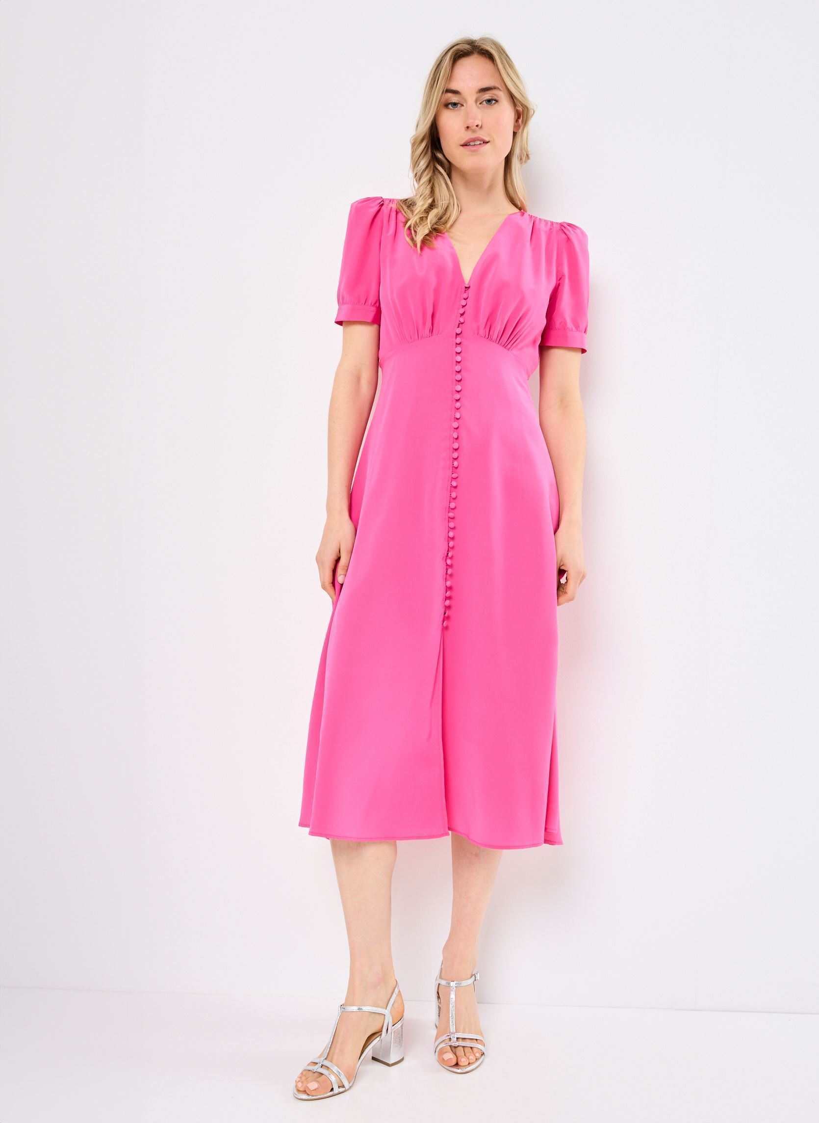 Robes longues FROB30063K femme rose The Kooples Robes longues FROB30063K femme rose PIN27