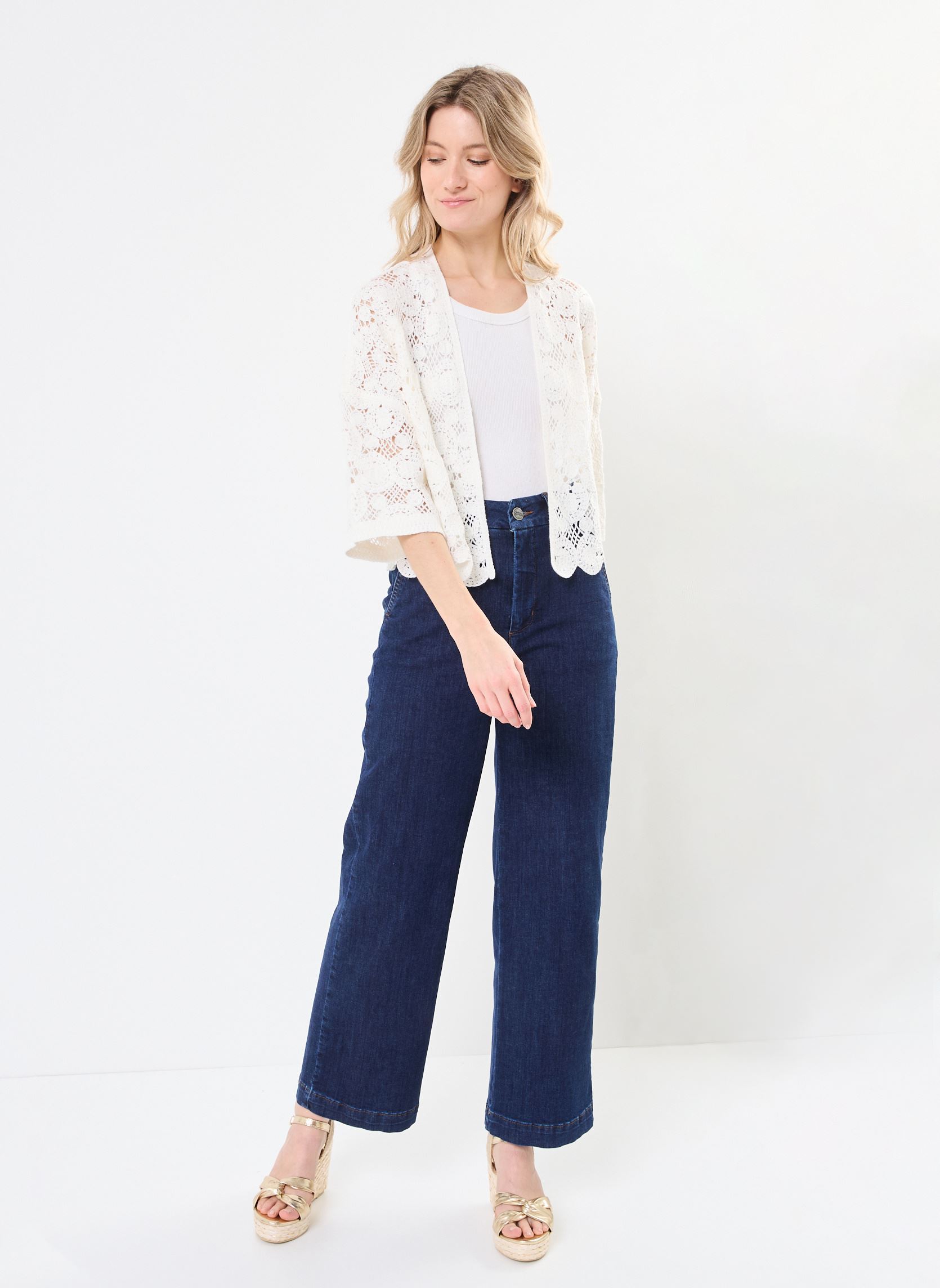 Gilets MON-GILET-MACRAME femme blanc MADE BY Gilets MON-GILET-MACRAME femme blanc CLOUD DANCER