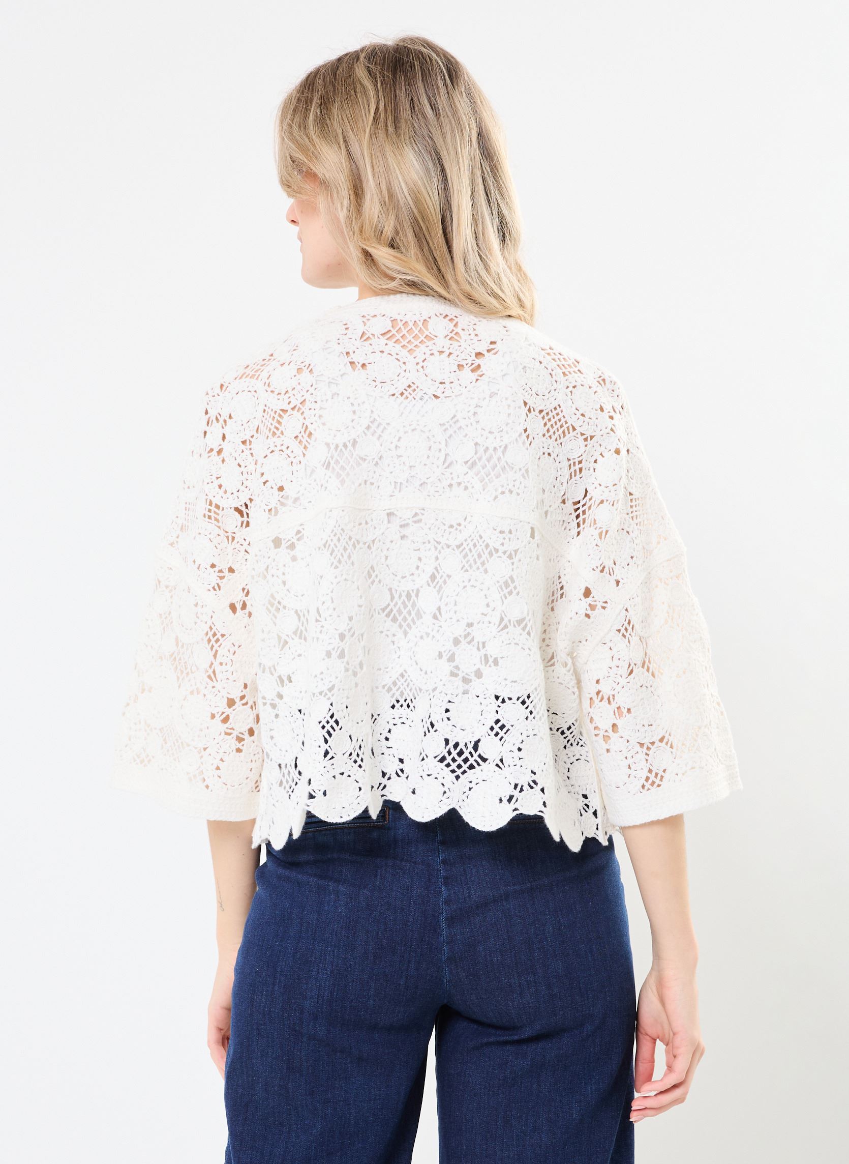 Gilets MON-GILET-MACRAME femme blanc MADE BY Gilets MON-GILET-MACRAME femme blanc CLOUD DANCER