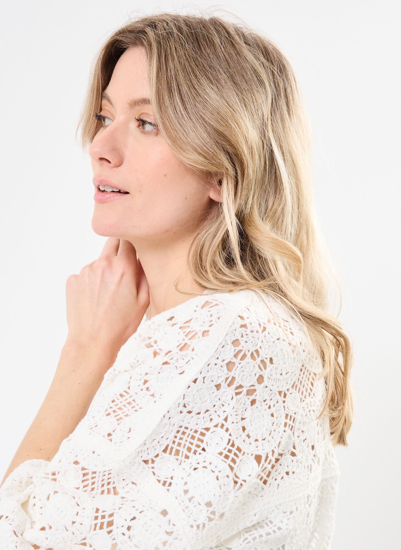 Gilets MON-GILET-MACRAME femme blanc MADE BY Gilets MON-GILET-MACRAME femme blanc CLOUD DANCER