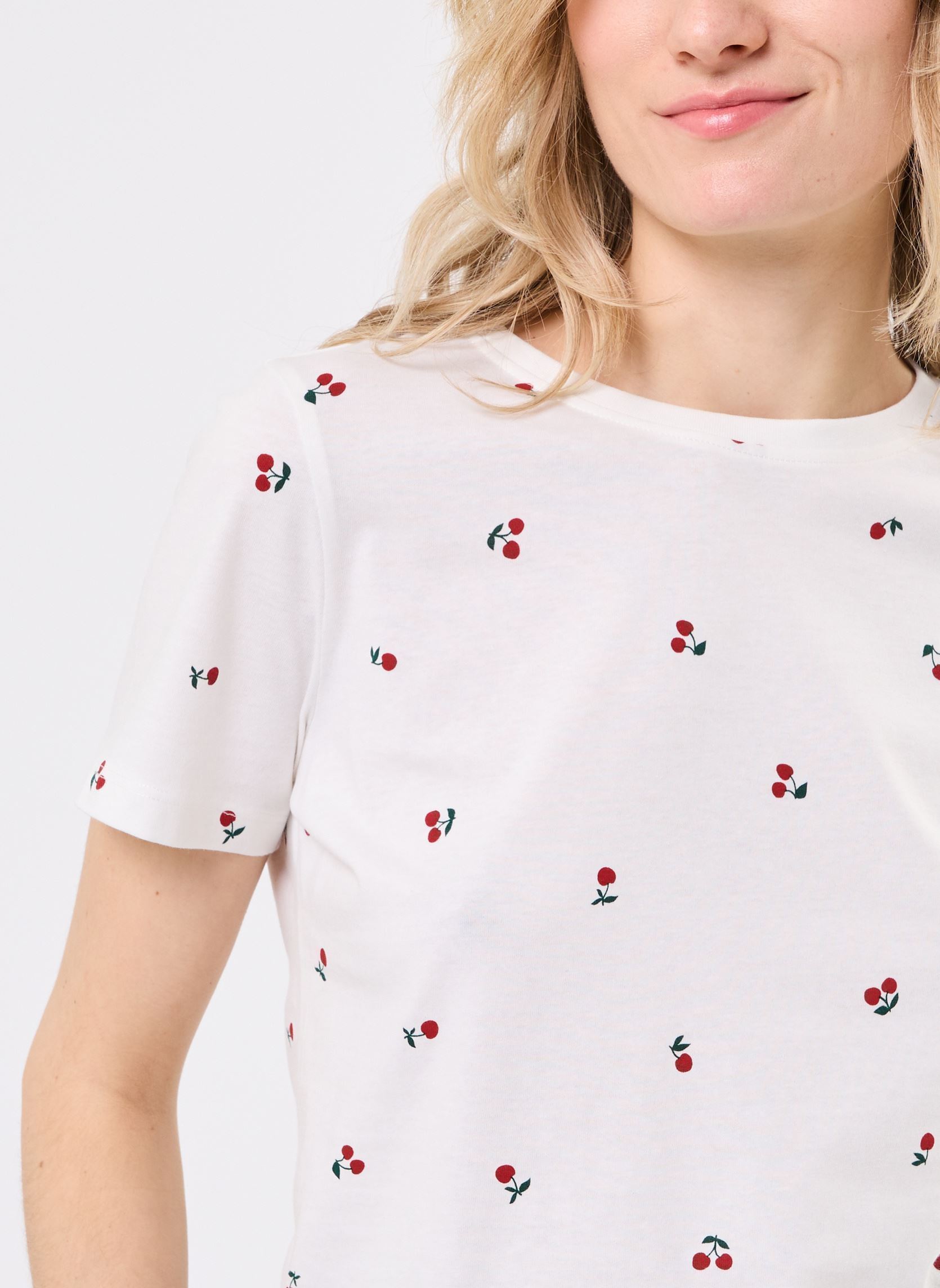 Tee-shirts manches courtes T-SHIRT CERISE femme blanc MADE BY Tee-shirts manches courtes T-SHIRT CERISE femme blanc FIG-KCERISE-W