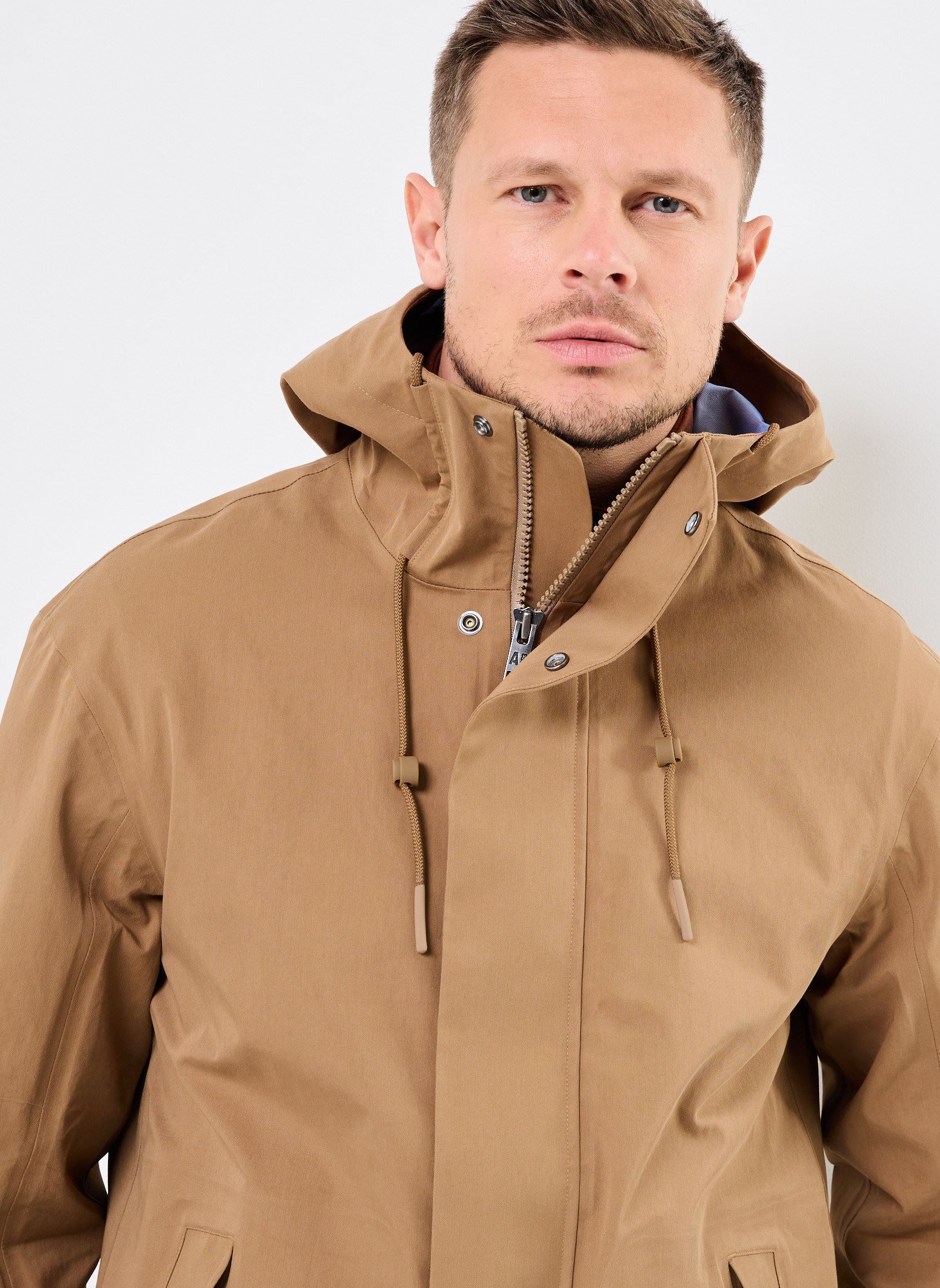 Parkas Parka mi-longue MTD® 3 couches avec capu homme marron Aigle Parkas Parka mi-longue MTD® 3 couches avec capu homme marron PEANUT