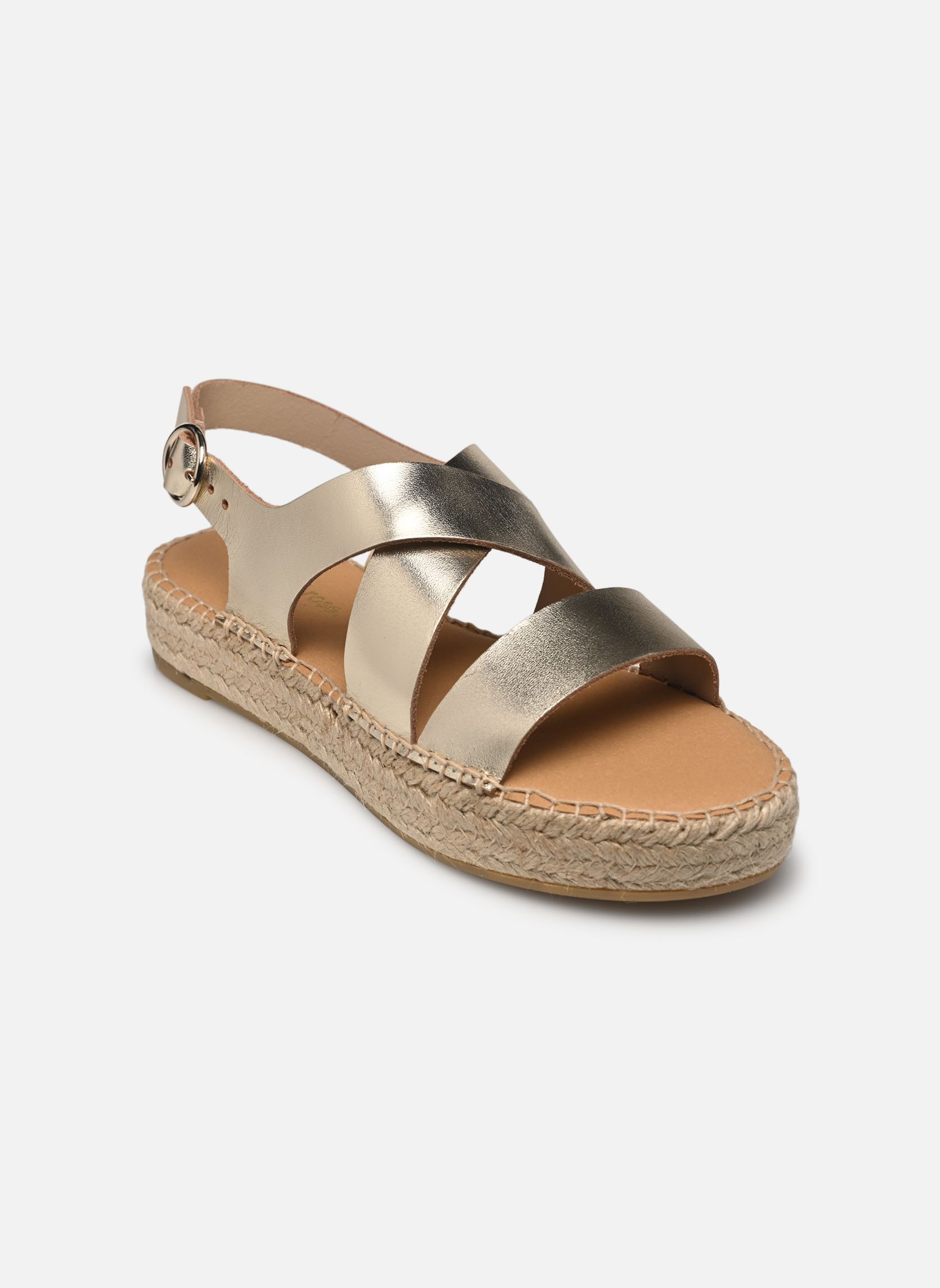 Platte espadrilles Itria dames goud en brons Georgia Rose Platte espadrilles Itria dames goud en brons DORÉ