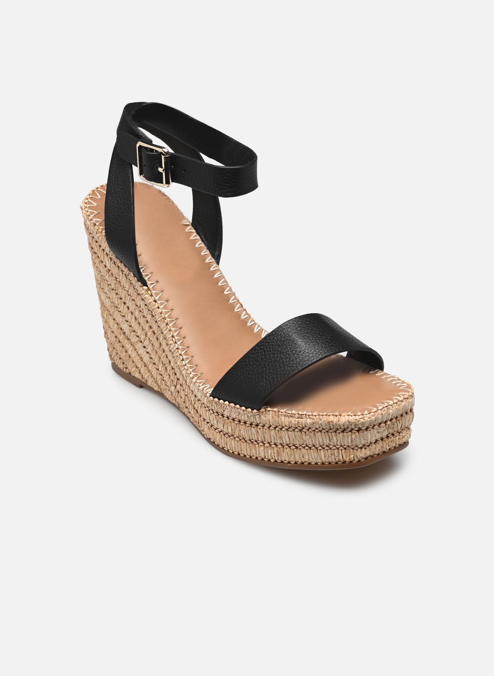 Sandalen met sleehak en plateau Cassie dames zwart Steve Madden Sandalen met sleehak en plateau Cassie dames zwart Black leather
