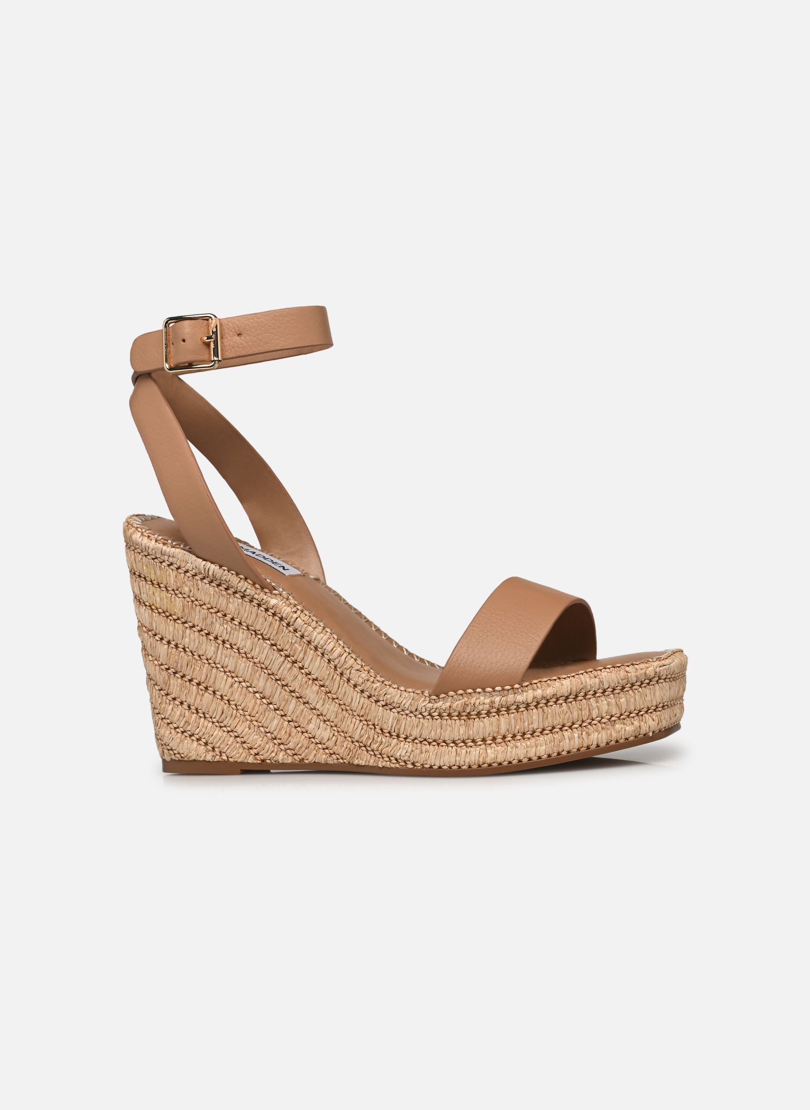 Sandalen met sleehak en plateau Cassie dames beige Steve Madden Sandalen met sleehak en plateau Cassie dames beige Tan Leather