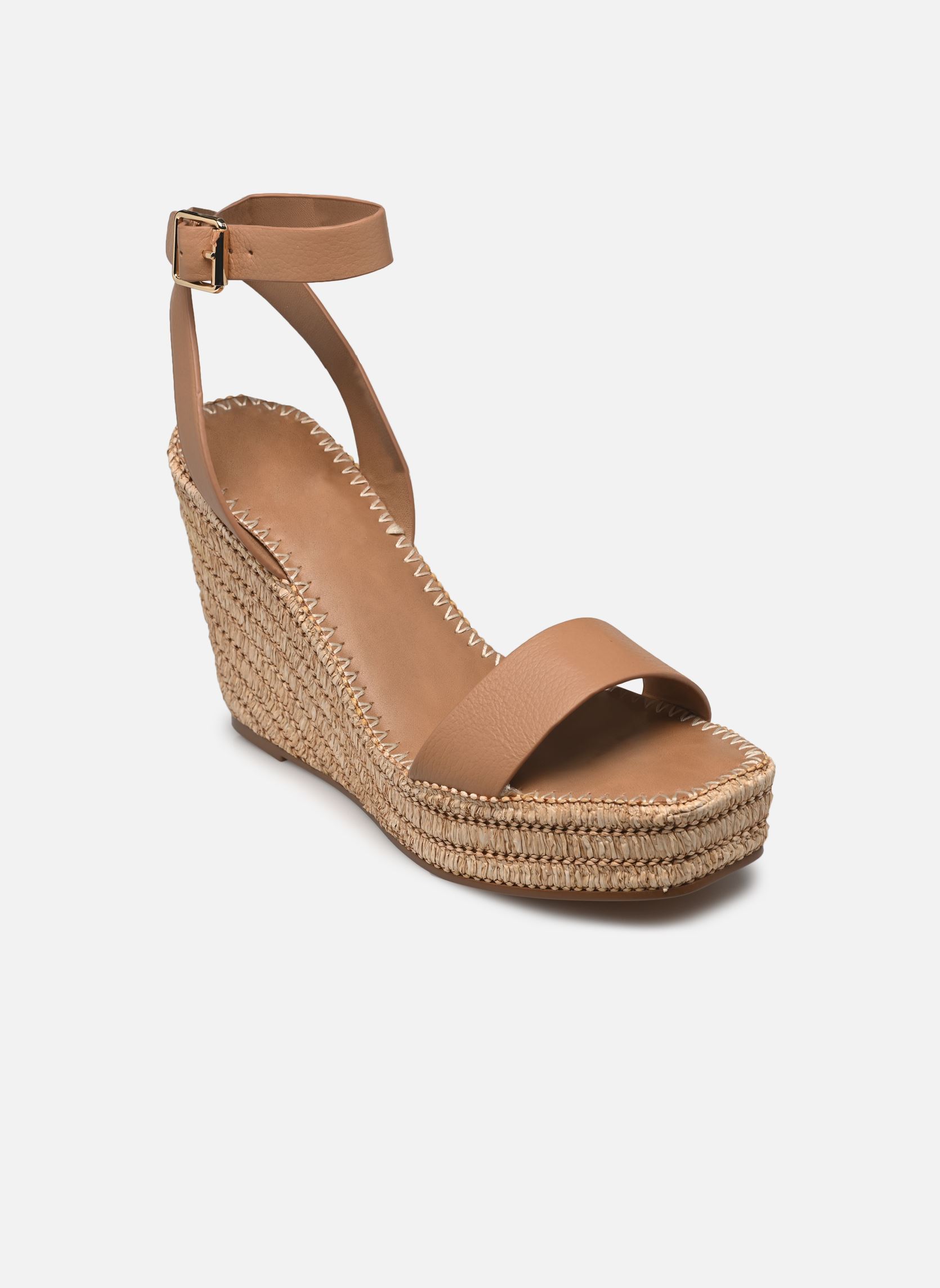 Sandalen met sleehak en plateau Cassie dames beige Steve Madden Sandalen met sleehak en plateau Cassie dames beige Tan Leather