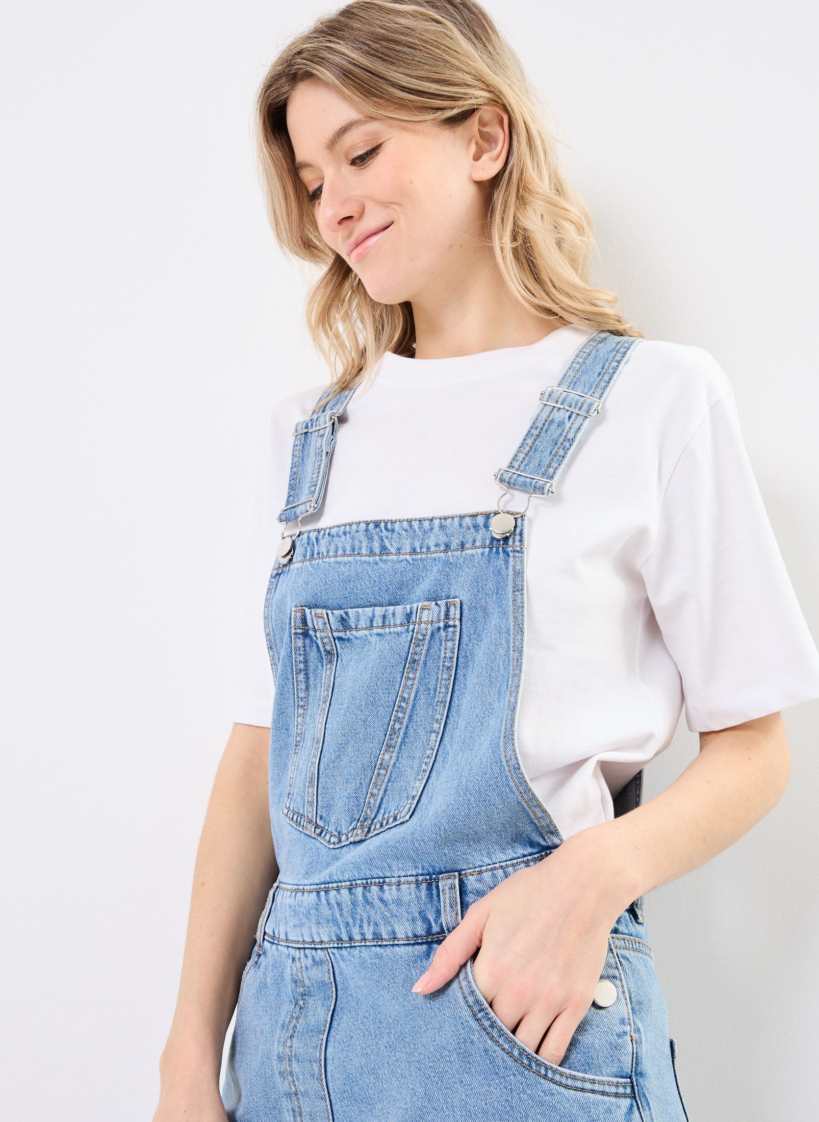 Salopettes P-SALOPETTE denim femme bleu MADE BY Salopettes P-SALOPETTE denim femme bleu DENIM DOUBLE STONE