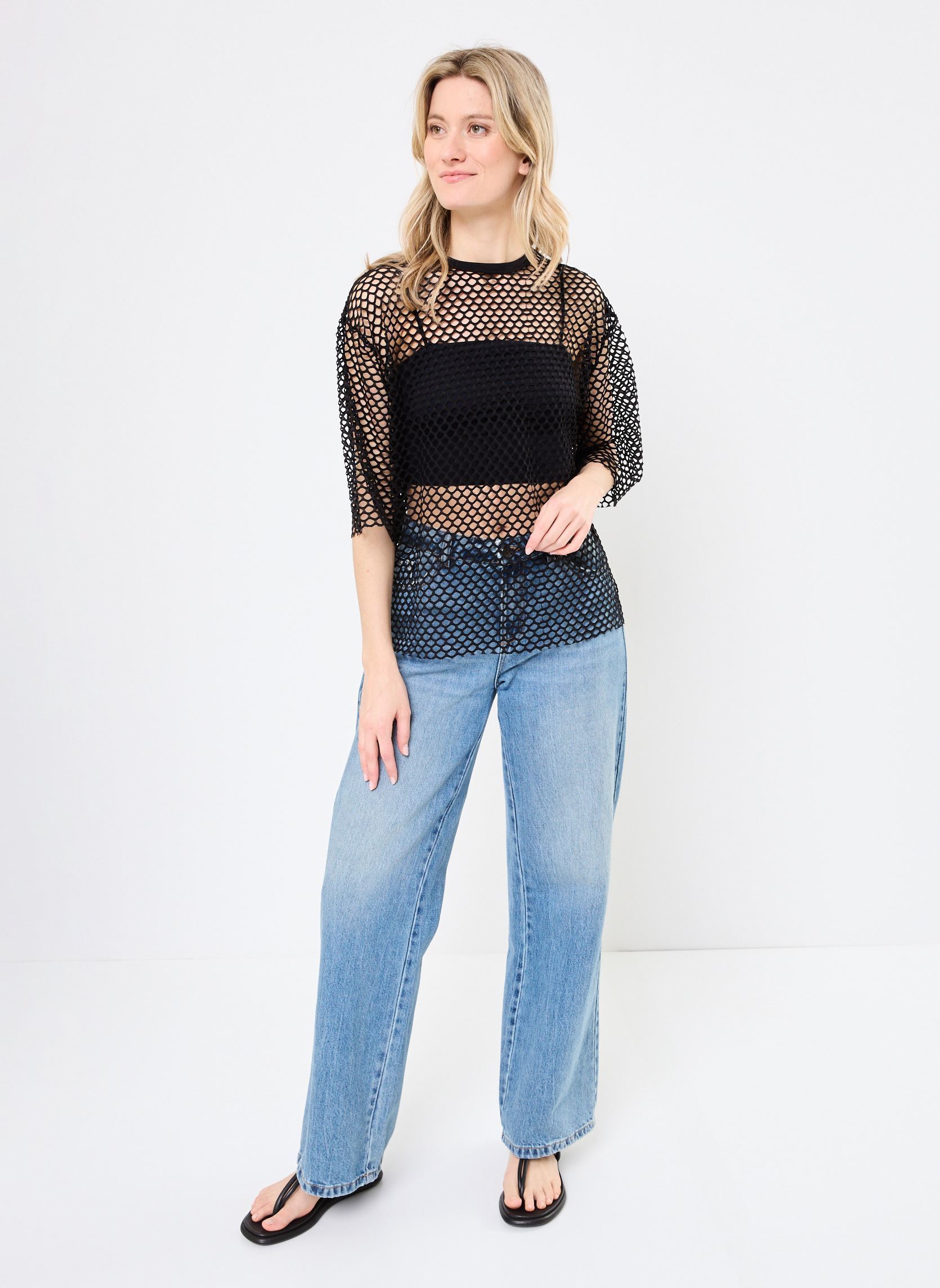 Tee-shirts manches courtes NMALLY 2/4 OVERS. FISHERNET TEE JRS femme noir Noisy May Tee-shirts manches courtes NMALLY 2/4 OVERS. FISHERNET TEE JRS femme noir Black