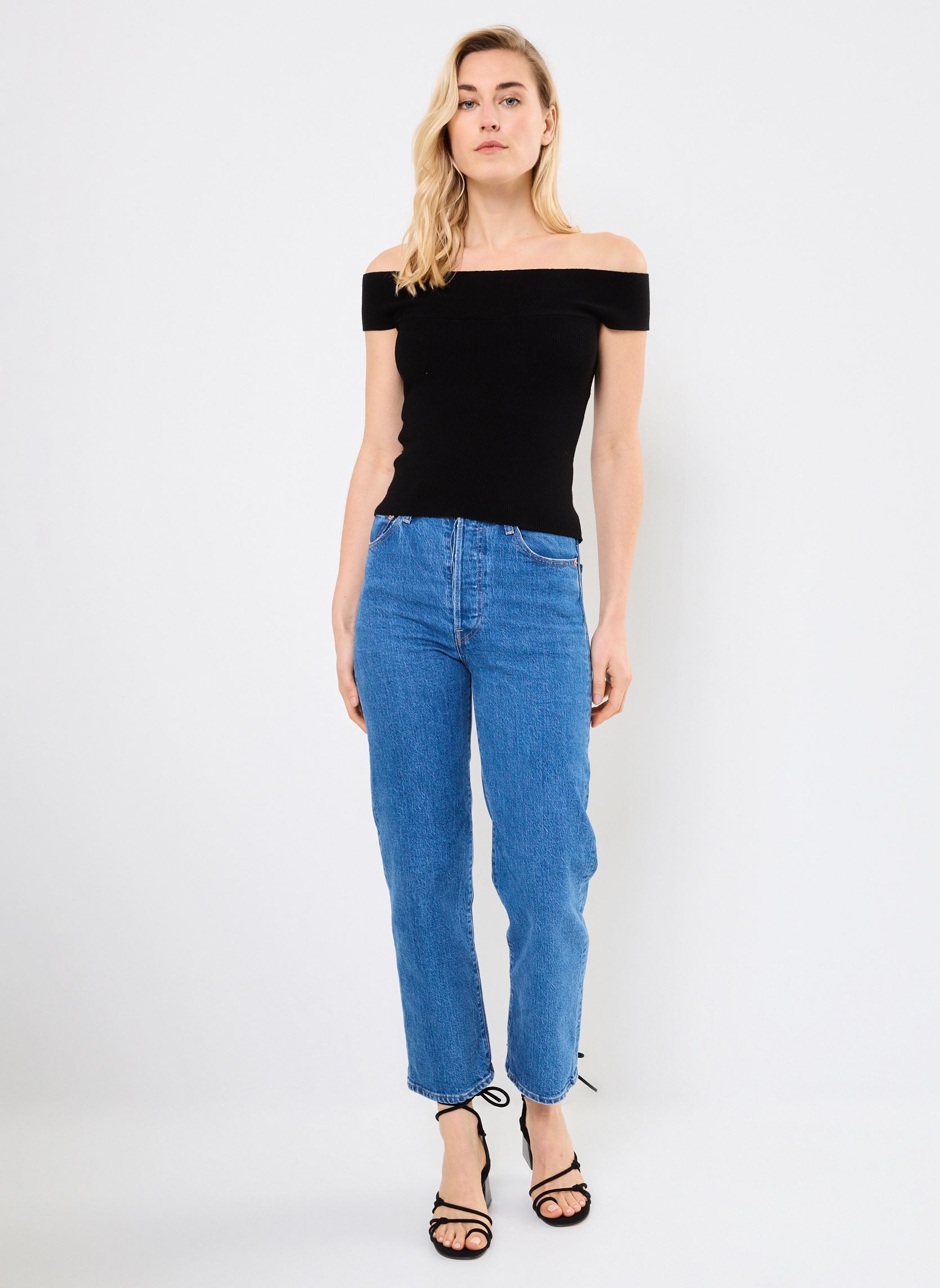 Tops NMELLIS S/S REVERSIBLE WRAP KNIT TOP FWD damen schwarz Noisy May Tops NMELLIS S/S REVERSIBLE WRAP KNIT TOP FWD damen schwarz Black