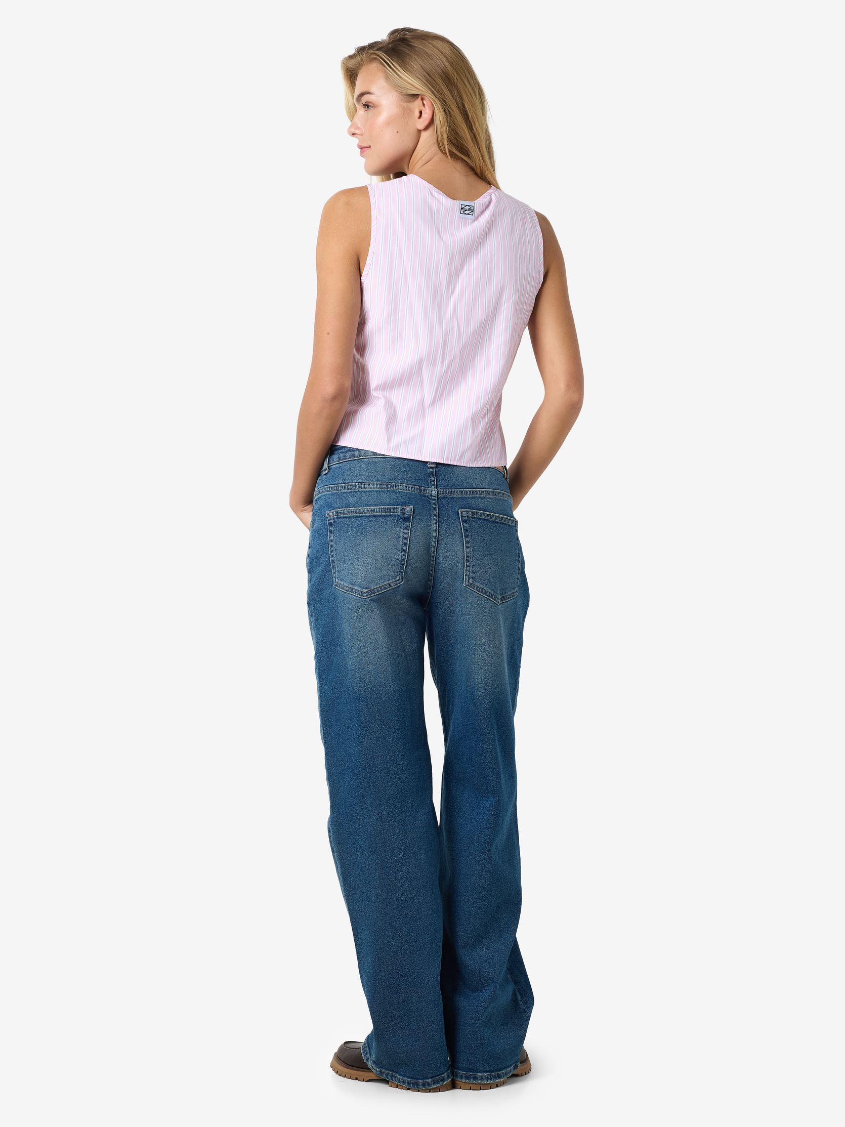 Tops NMFRIDA S/L TIE VEST WVN dames roze Noisy May Tops NMFRIDA S/L TIE VEST WVN dames roze Bonbon