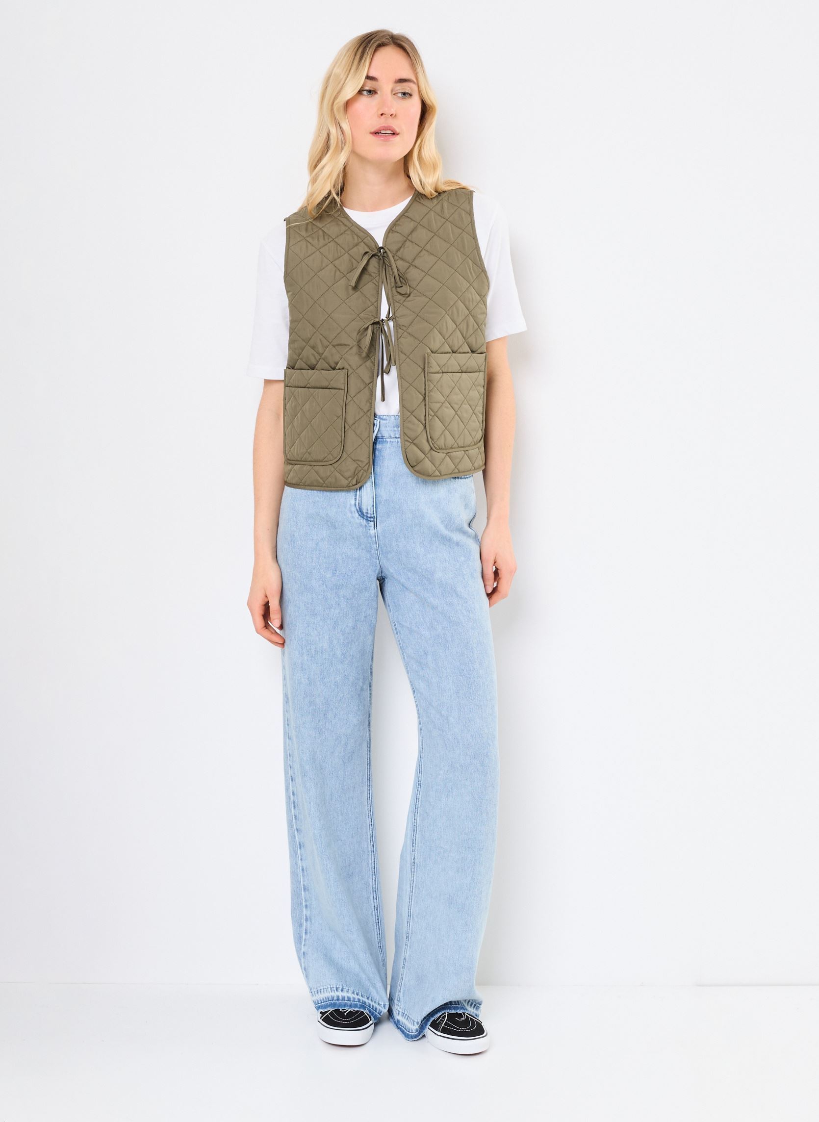 Westen NMIRIS QUILTED BOW VEST FWD damen grün Noisy May Westen NMIRIS QUILTED BOW VEST FWD damen grün KALAMATA
