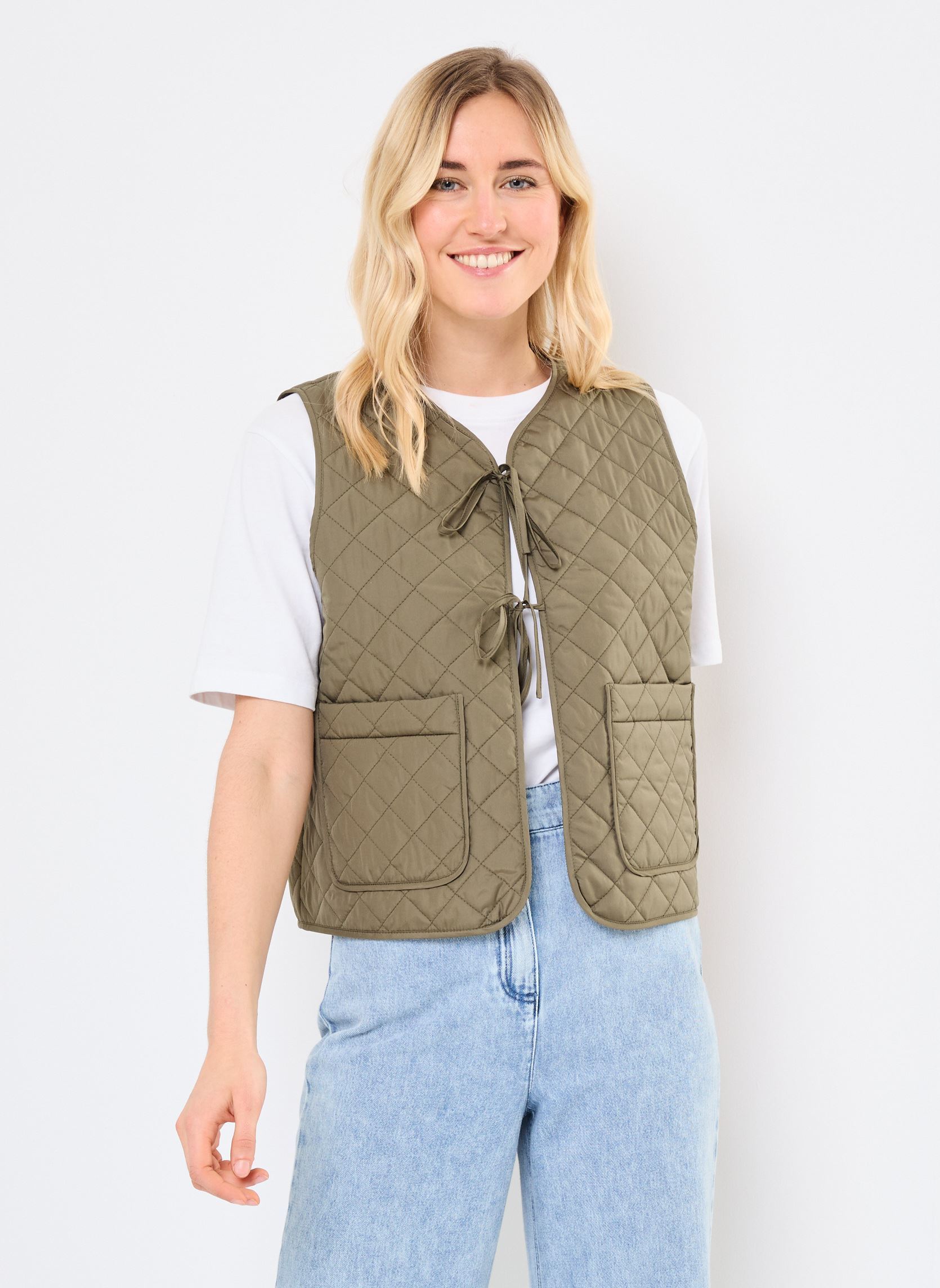 Westen NMIRIS QUILTED BOW VEST FWD damen grün Noisy May Westen NMIRIS QUILTED BOW VEST FWD damen grün KALAMATA