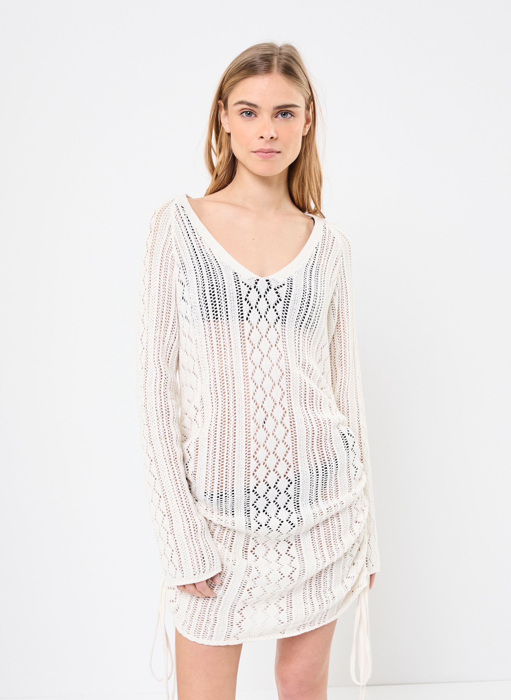 Jurken NMLUNA L/S SIDE RUCHED KNIT DRESS FWD DD dames beige Noisy May Jurken NMLUNA L/S SIDE RUCHED KNIT DRESS FWD DD dames beige BIRCH