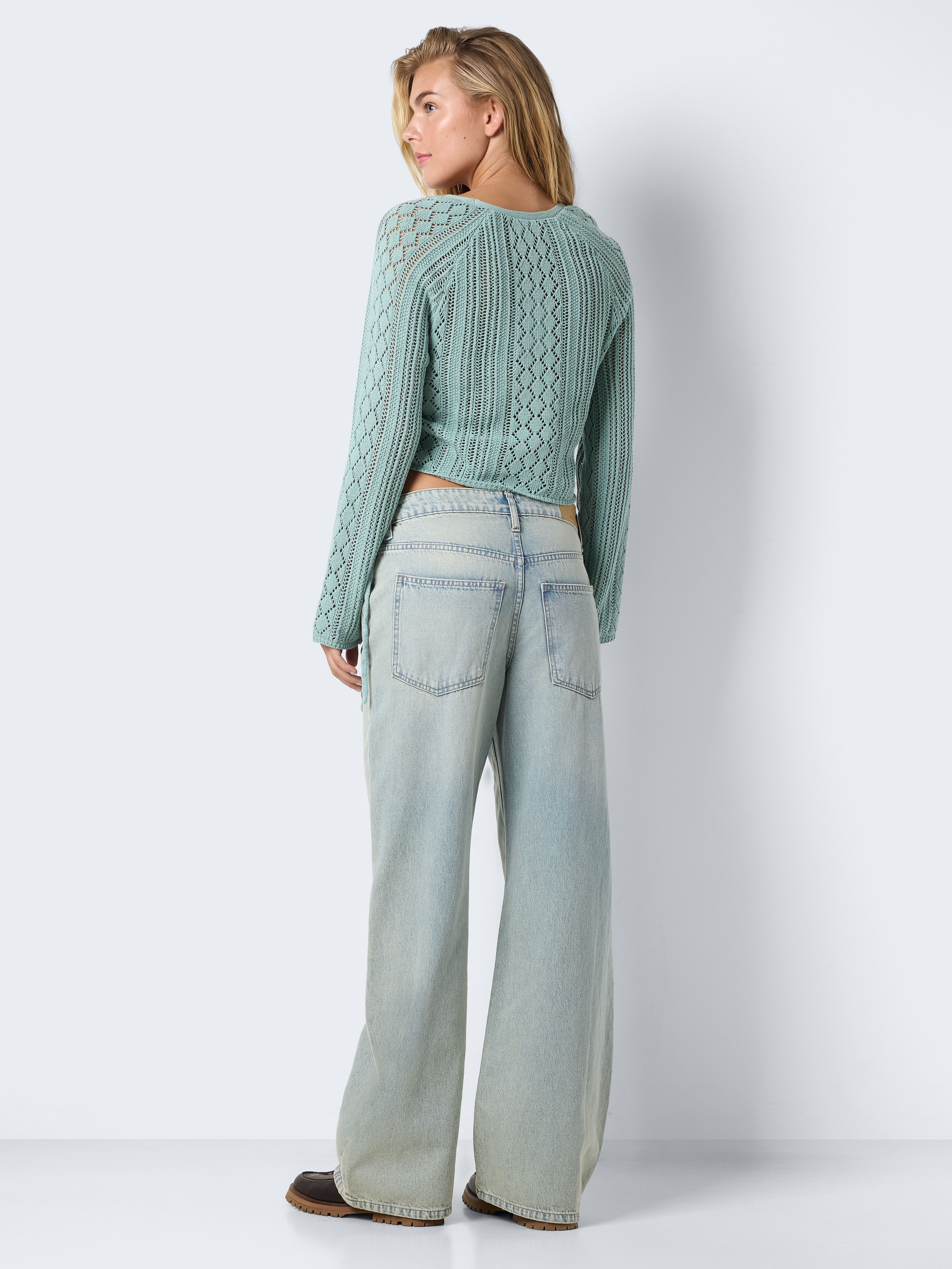 Pullover NMLUNA L/S SIDE RUCHED KNIT FWD DD damen grün Noisy May Pullover NMLUNA L/S SIDE RUCHED KNIT FWD DD damen grün Aqua Gray